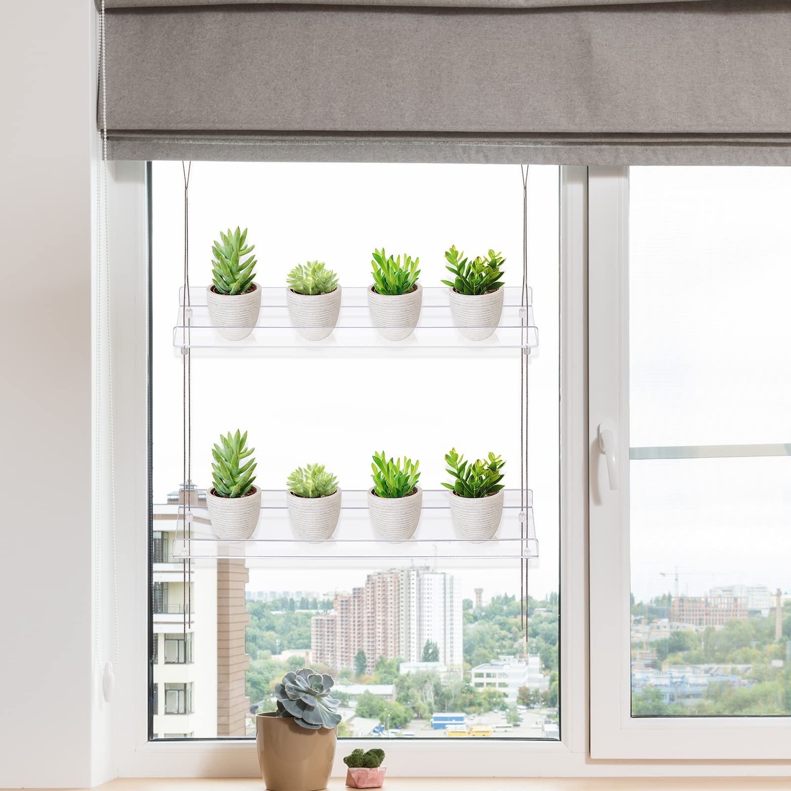 Sumerflos 2-Tier Window Boxes showing adjustable rope
