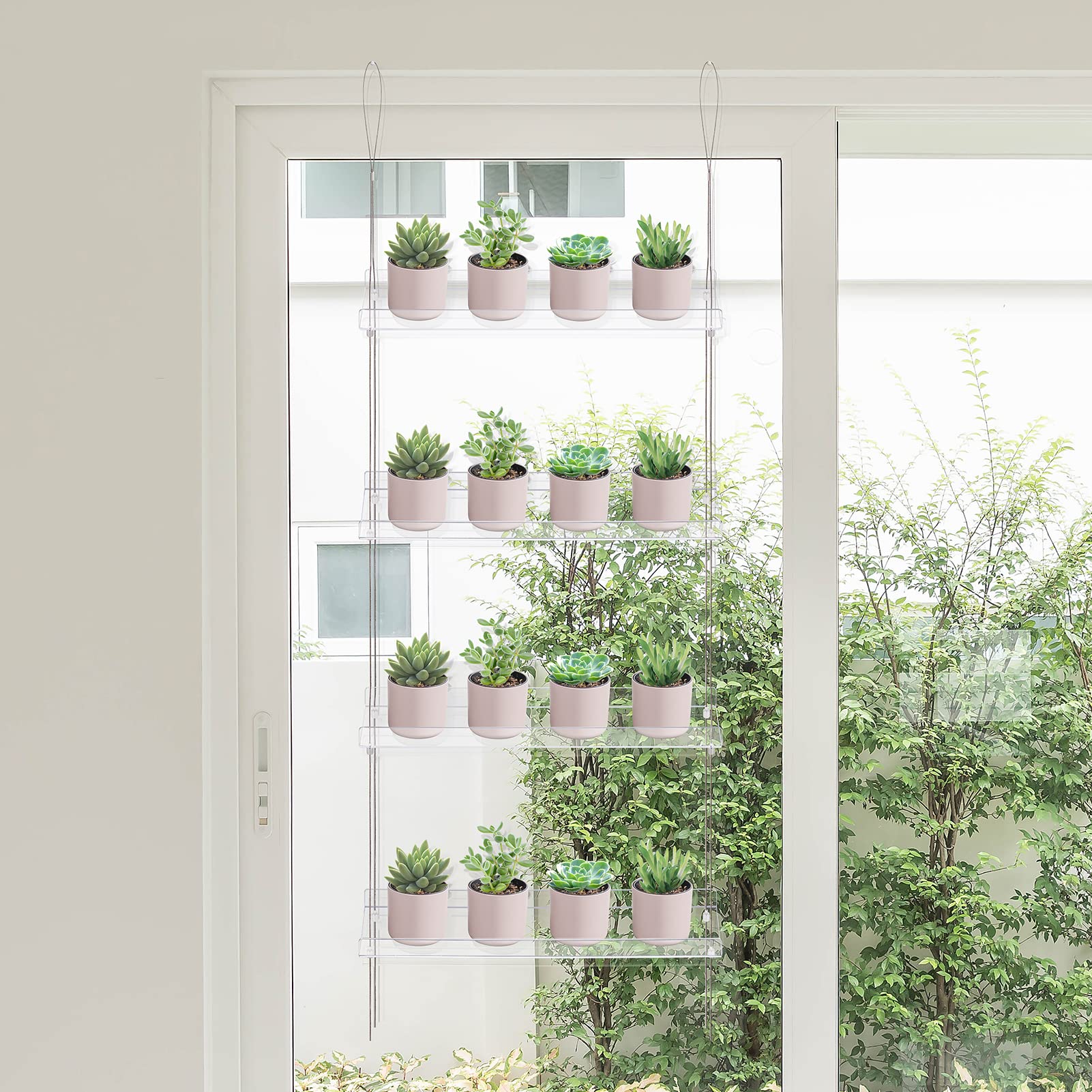Sumerflos 4 Tier Acrylic Window Plant Shelves in modern decor
