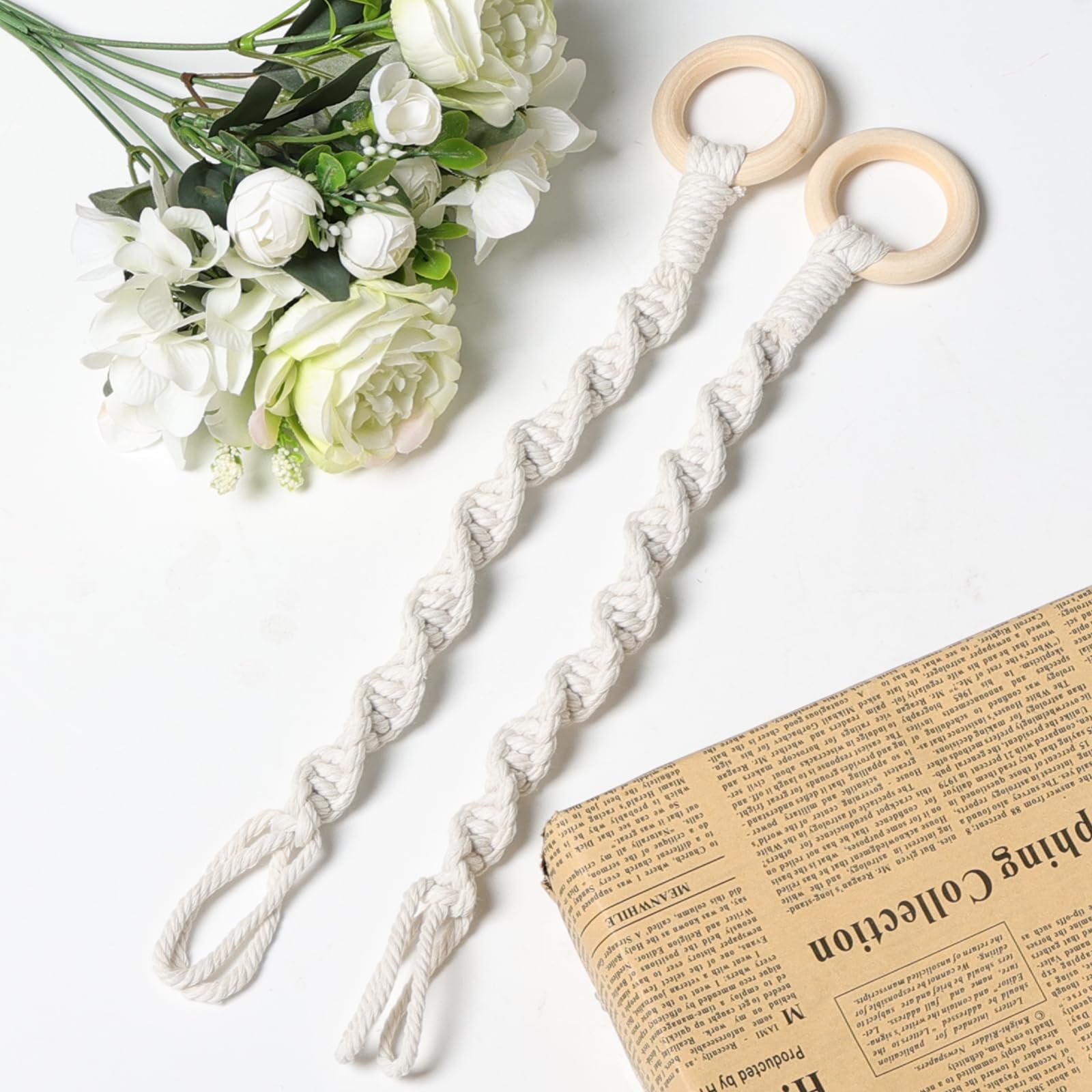 SUMERSHA Macrame Plant Hanger Extenders displayed with plant pots