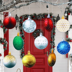 Sumind Christmas Outdoor Decorations set with 10 large ornaments and silver cord