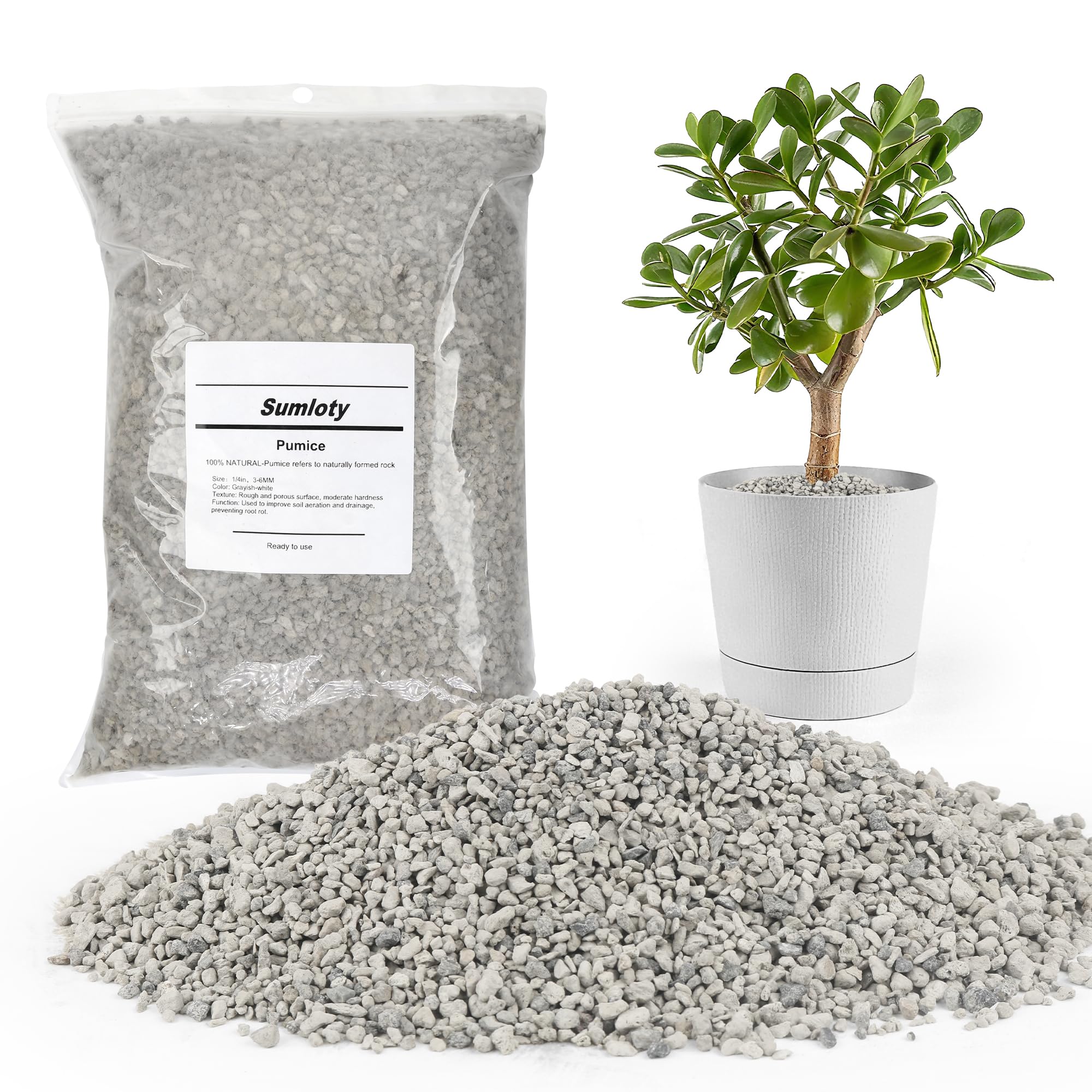 Sumloty Pumice 3QT bag front view with natural stones