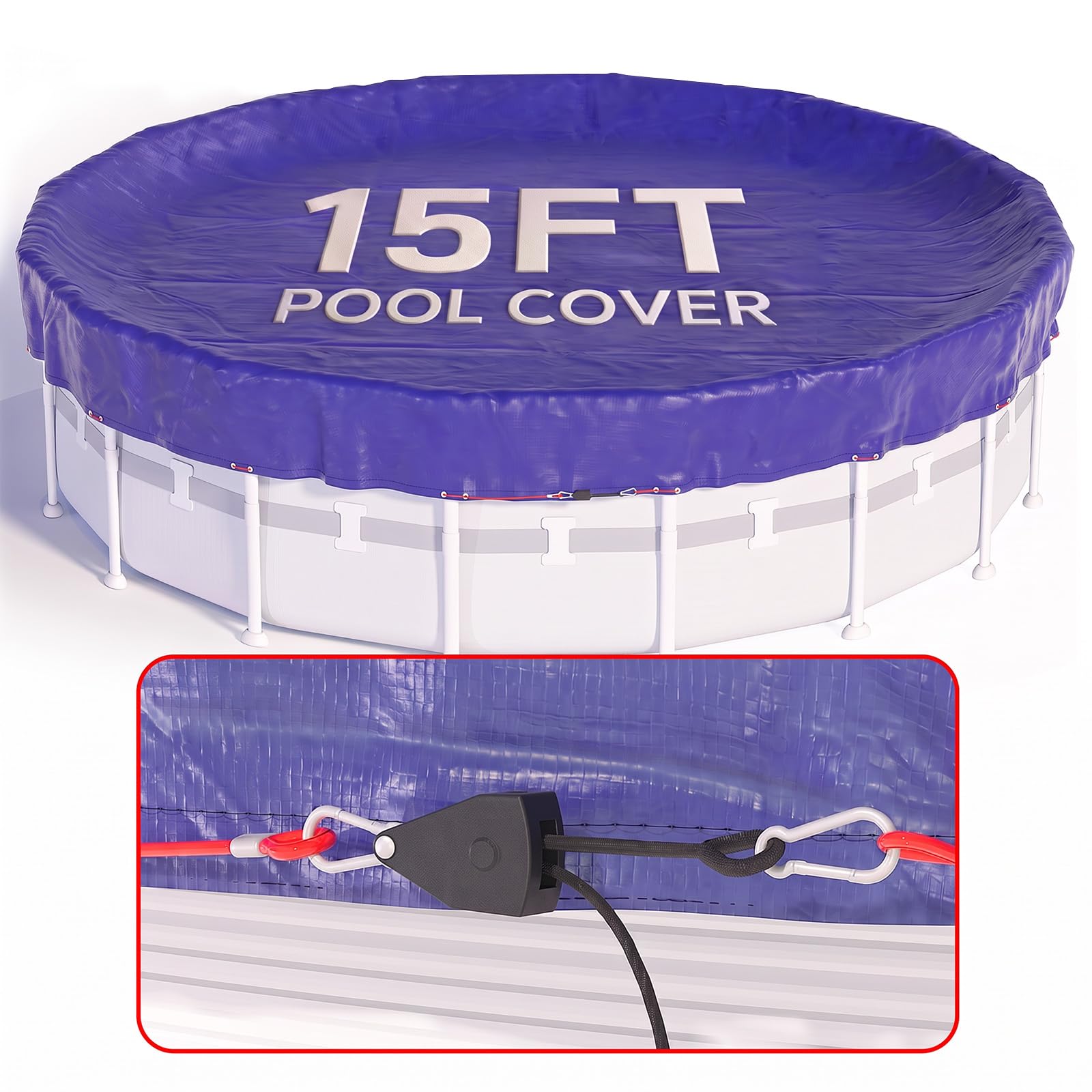 SUMMERBUDDY 15 FT Round Winter Pool Cover, blue front view