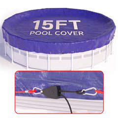 SUMMERBUDDY 15 FT Round Winter Pool Cover, blue front view