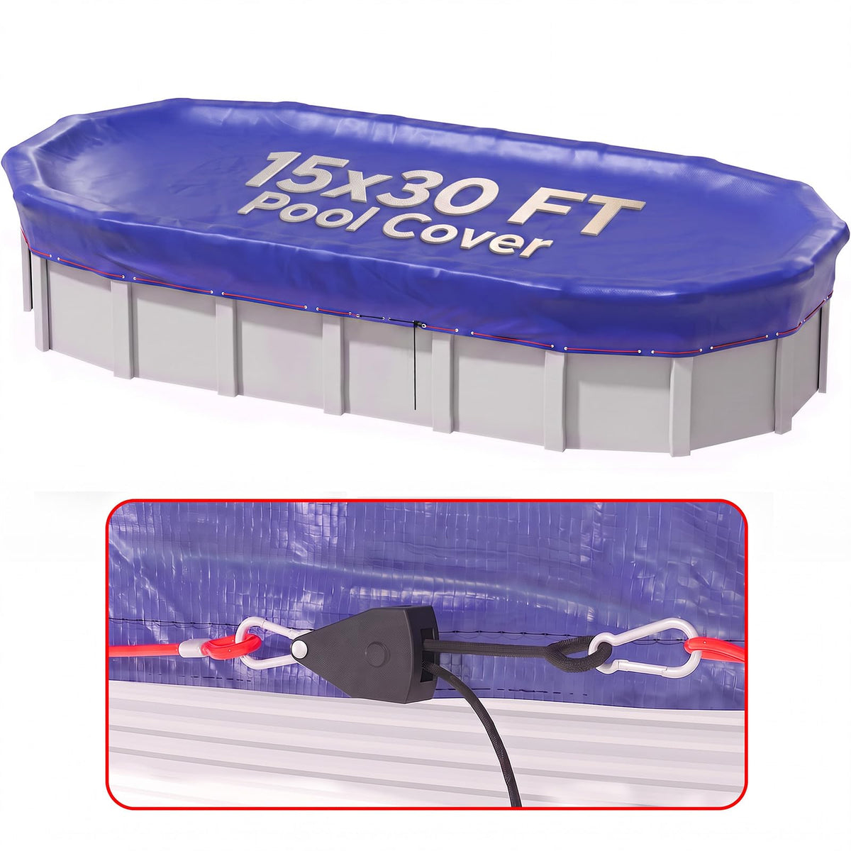 SUMMERBUDDY 15x30 FT oval winter pool cover front view
