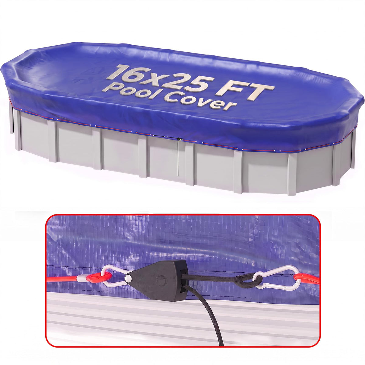 SUMMERBUDDY 16x25 FT Oval Winter Pool Cover front view