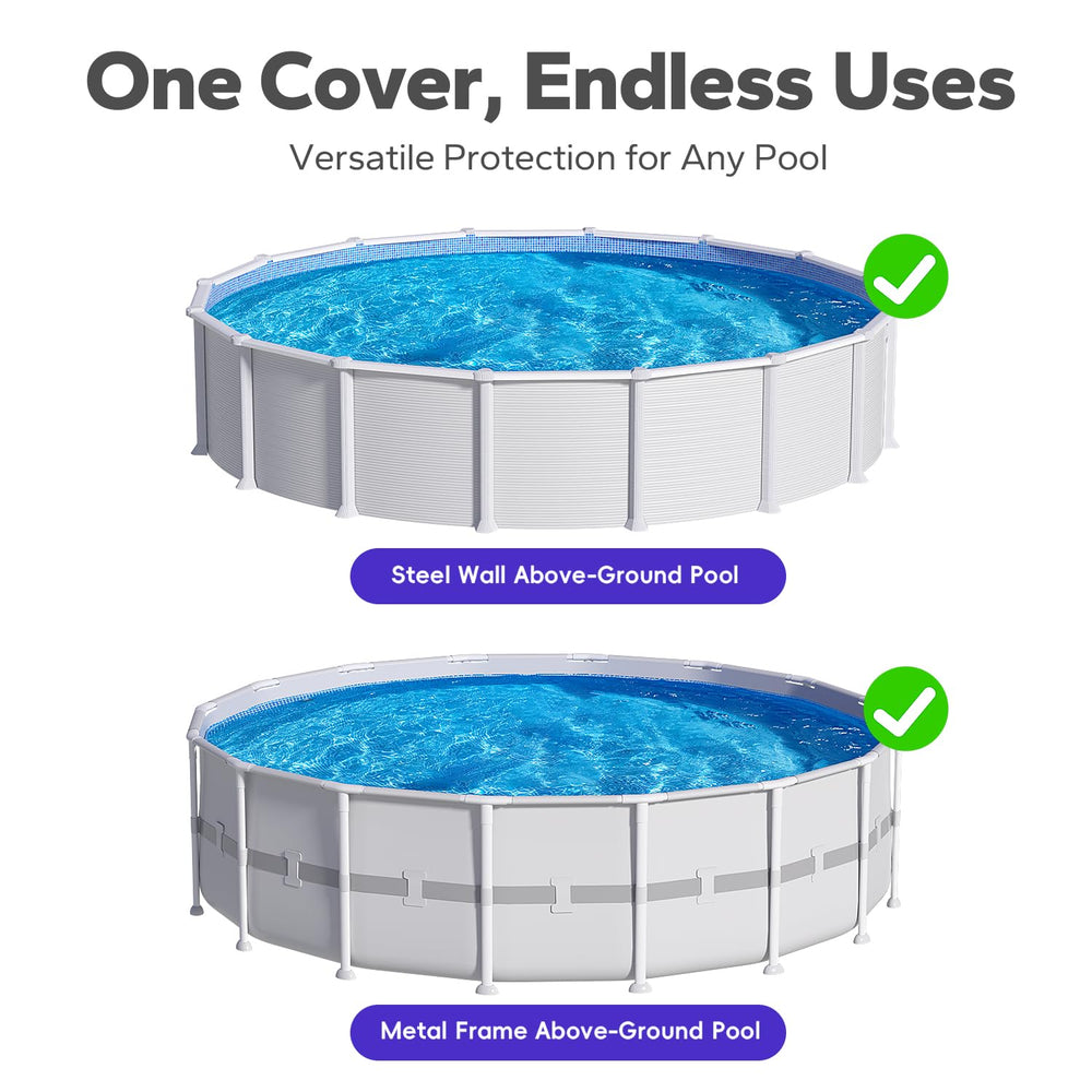 SUMMERBUDDY 18 FT Round Winter Pool Cover in winter setting