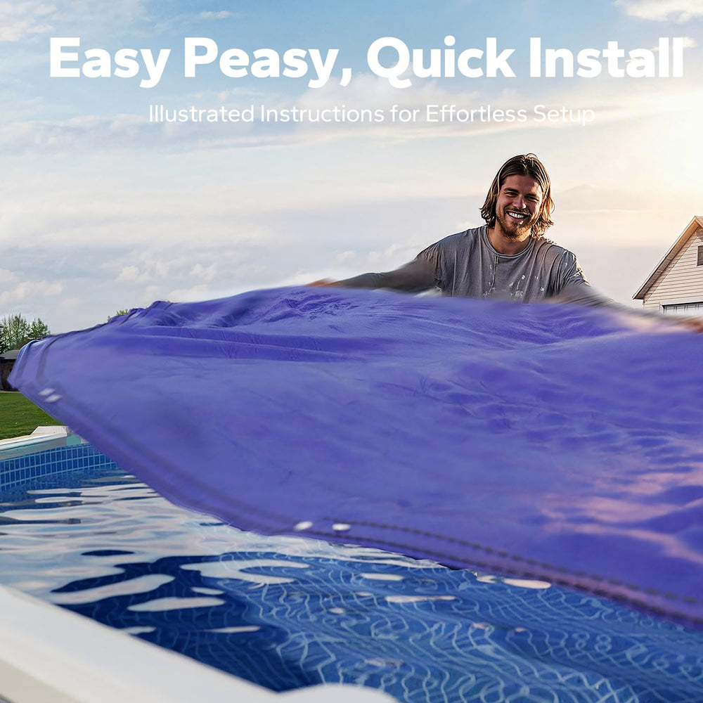 SUMMERBUDDY pool cover in outdoor winter setting