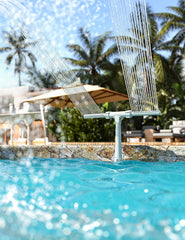 SUMMERBUDDY Pool Fountain installed in an above-ground pool