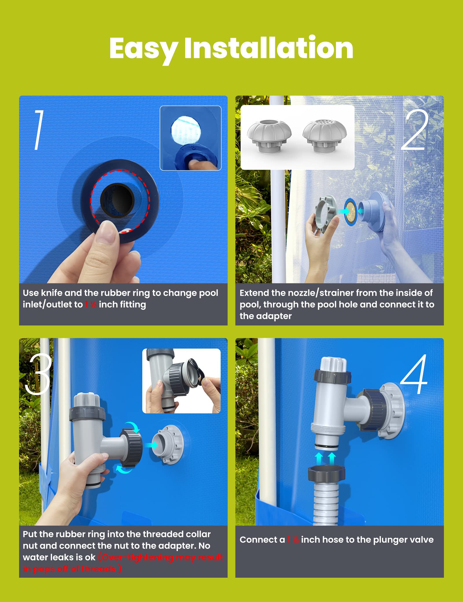 SUMMERBUDDY pool hose adapter for various pools