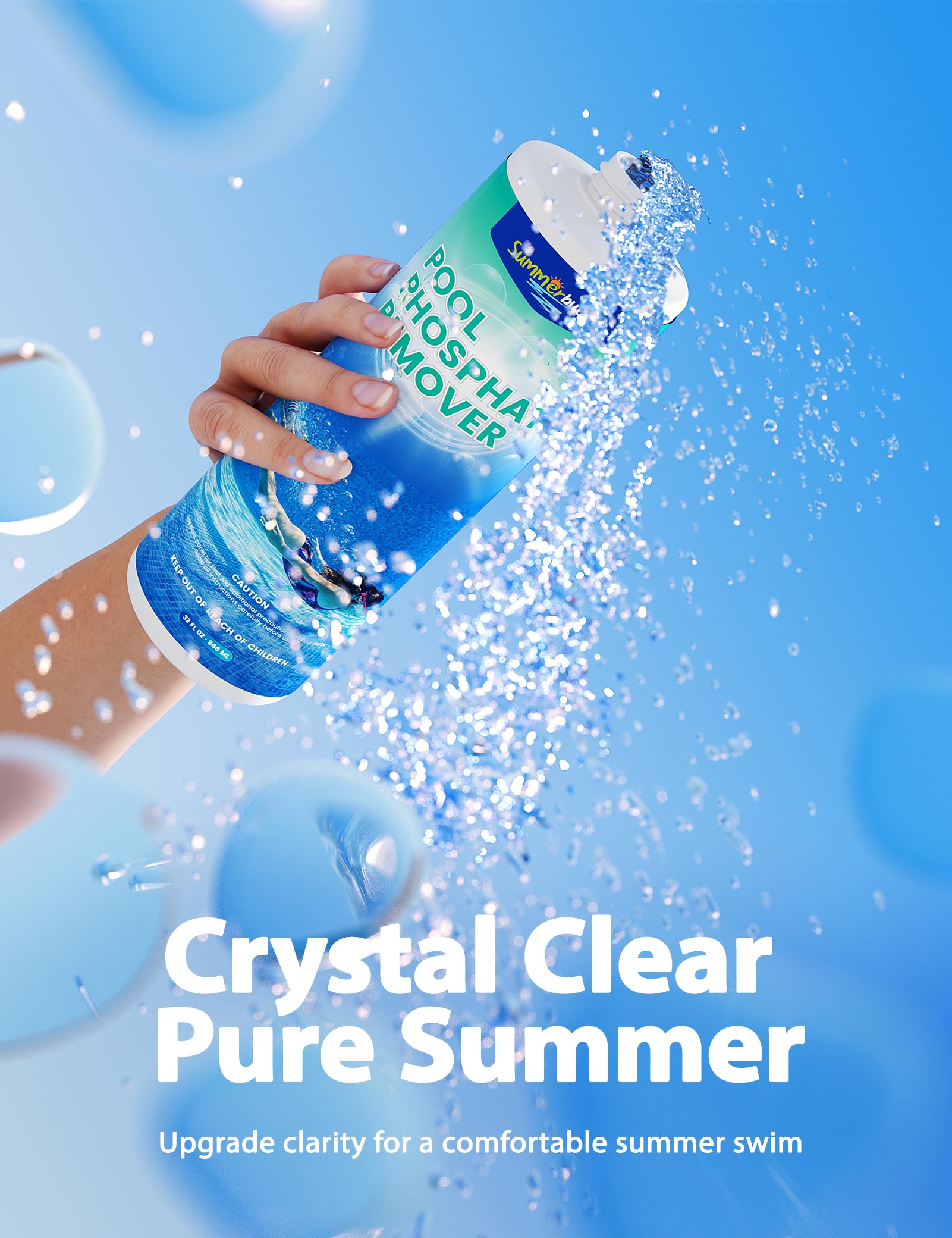 SUMMERBUDDY Pool Phosphate Remover beside pool cleaning tools