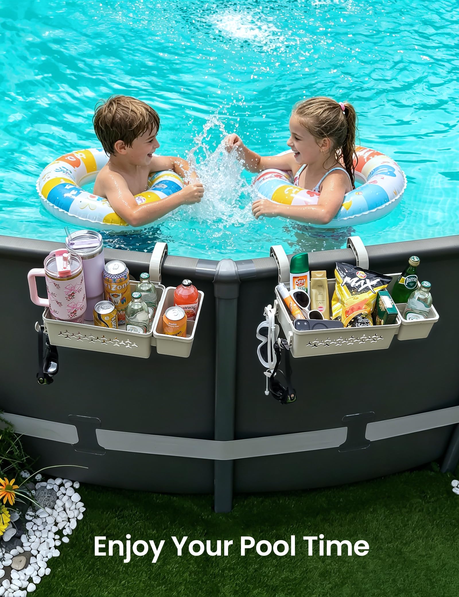SUMMERBUDDY Poolside Storage Basket grey material close-up