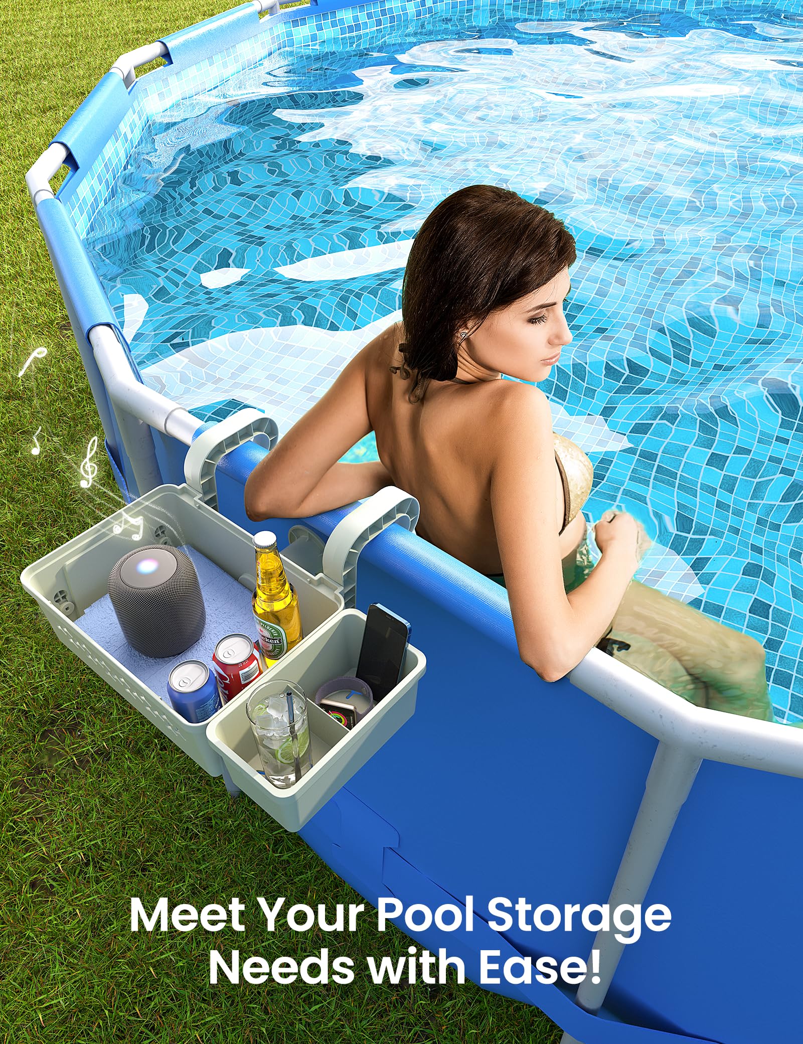 SUMMERBUDDY Poolside Storage Basket lifestyle scene