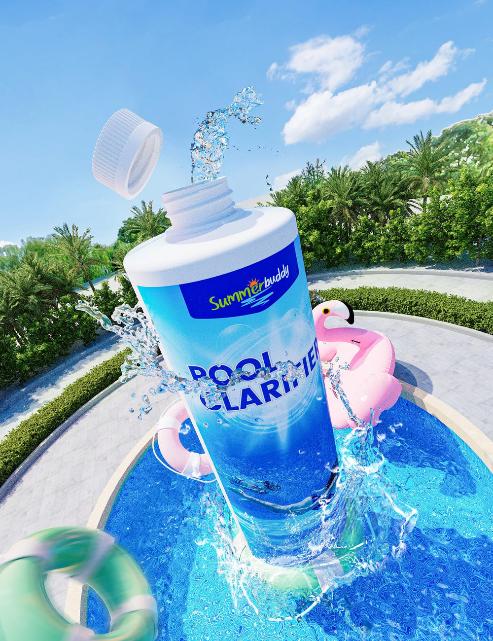 SUMMERBUDDY Super Pool Clarifier with pool background