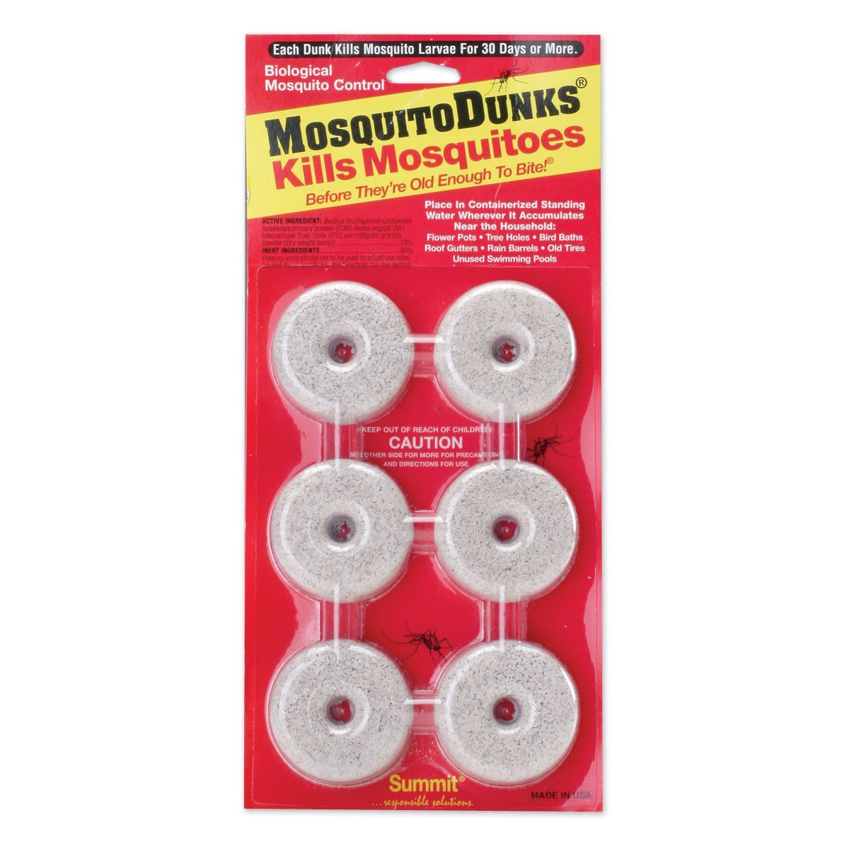 Summit Mosquito Dunks 6-Pack, front view with packaging