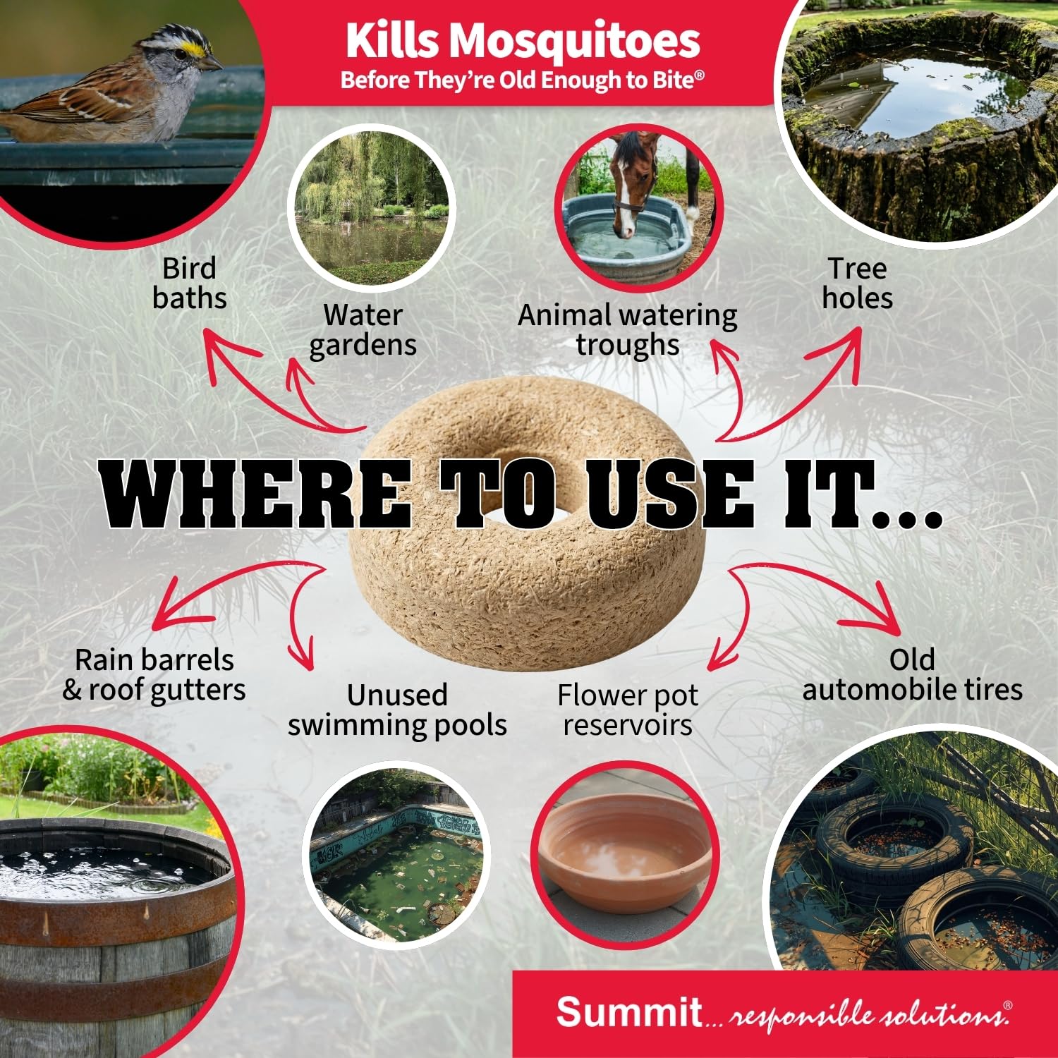 Summit Mosquito Dunks showing active ingredients