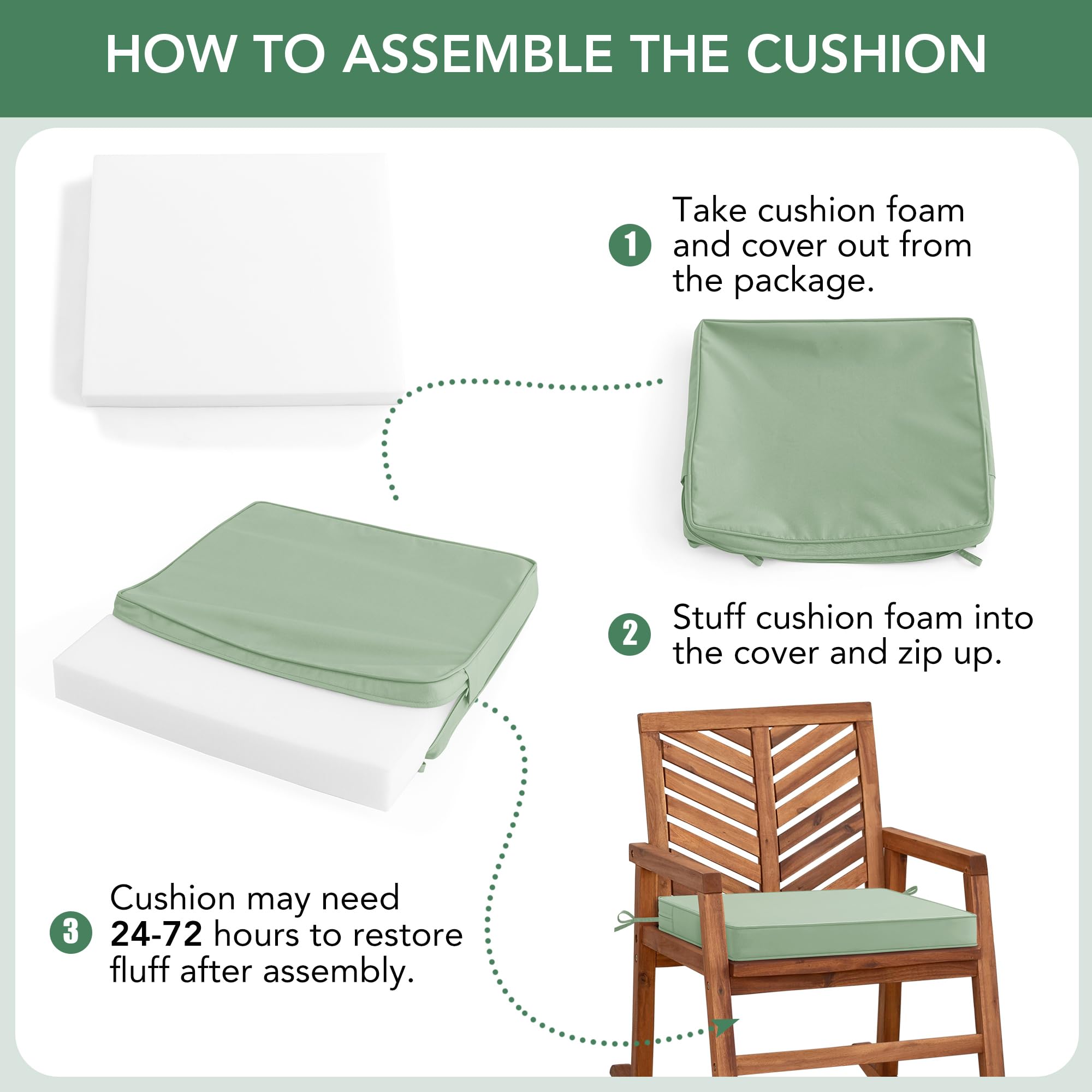 Summsun chair cushion showing machine washable feature