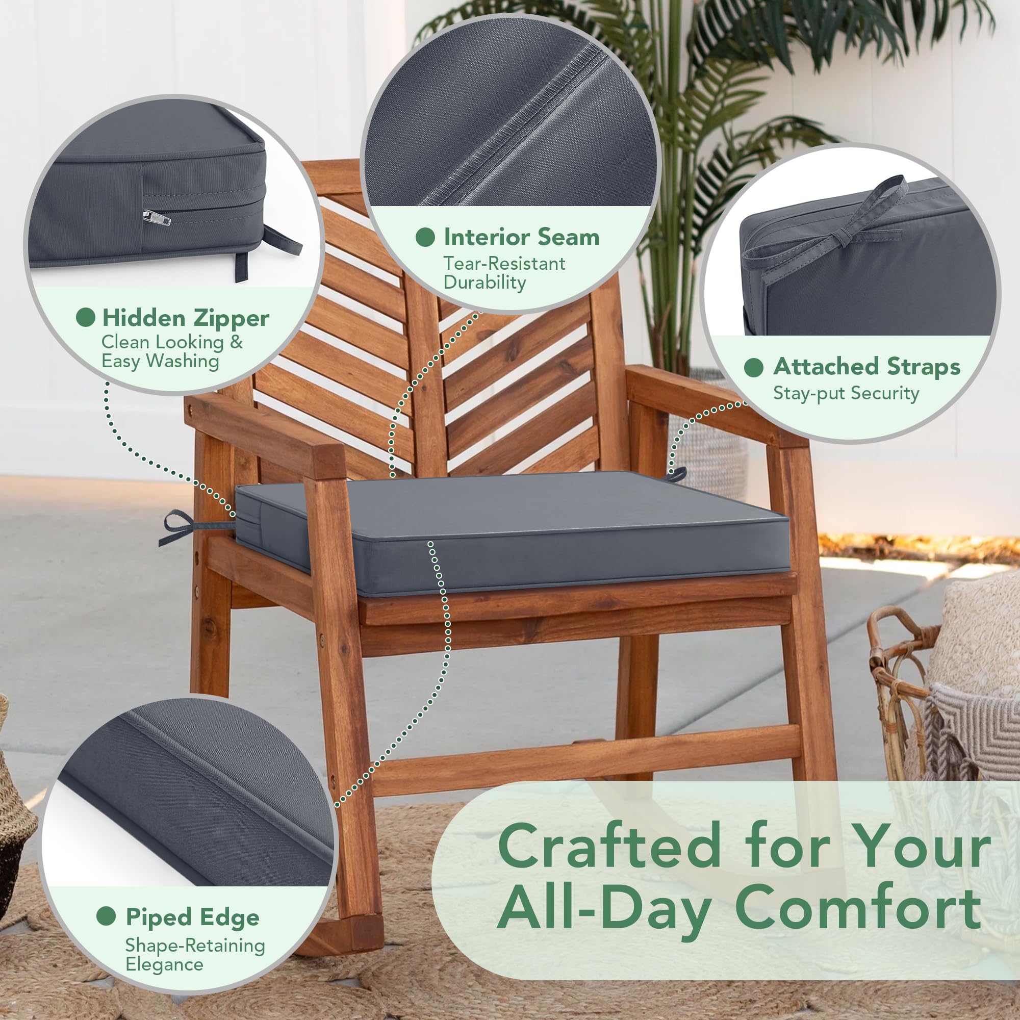 Summsun chair cushions on a patio chair, outdoor setting