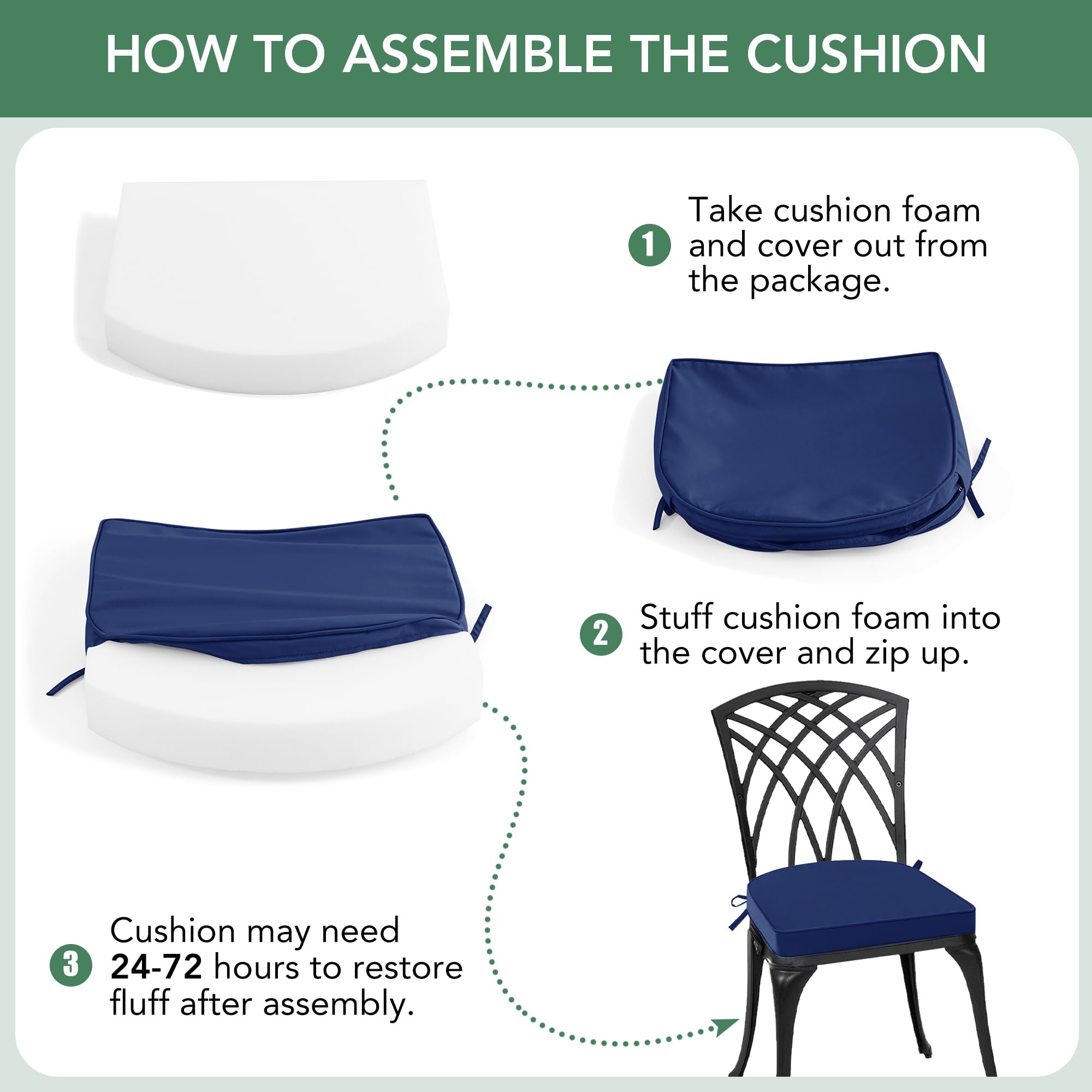 Summsun cushion 17 x 16 inch on a garden chair