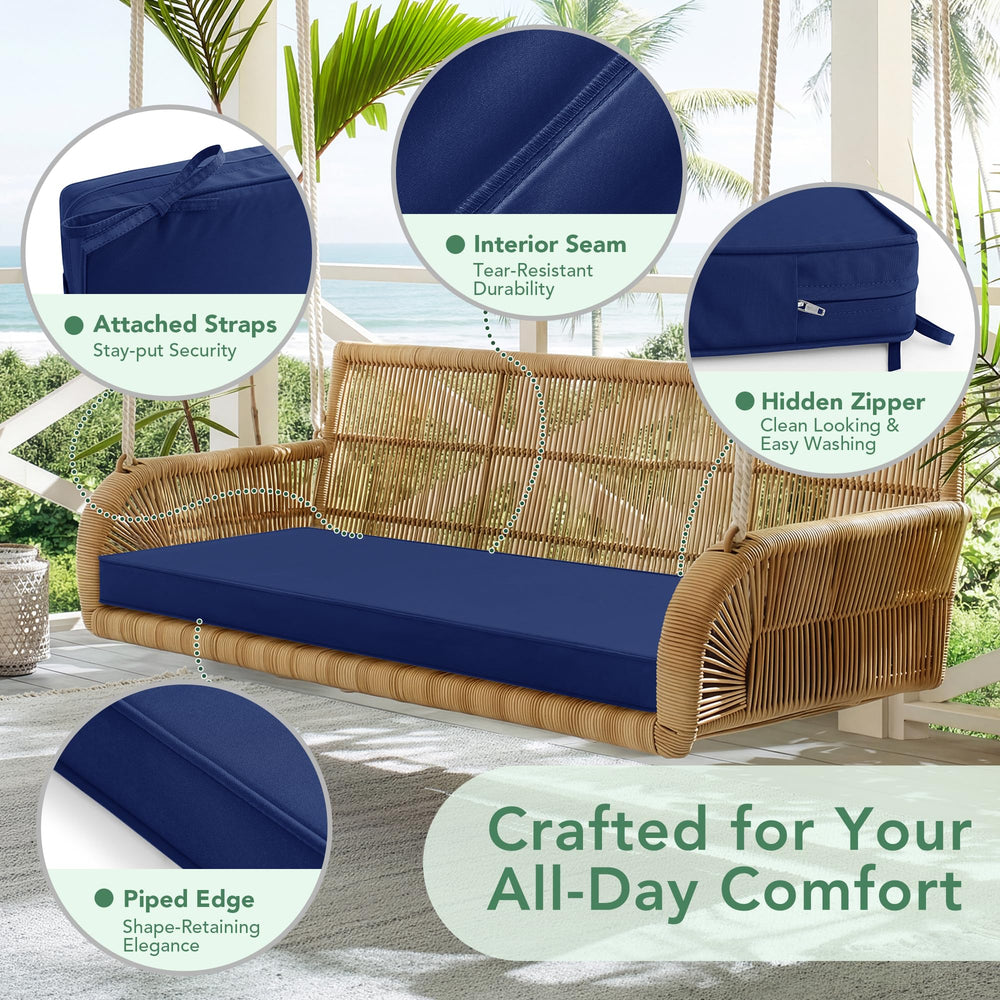 Summsun Cushion displayed on a porch swing