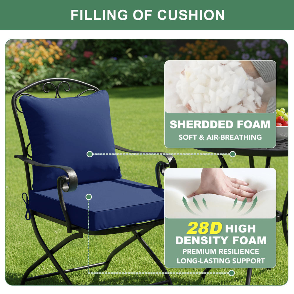Summsun navy cushion on patio chair