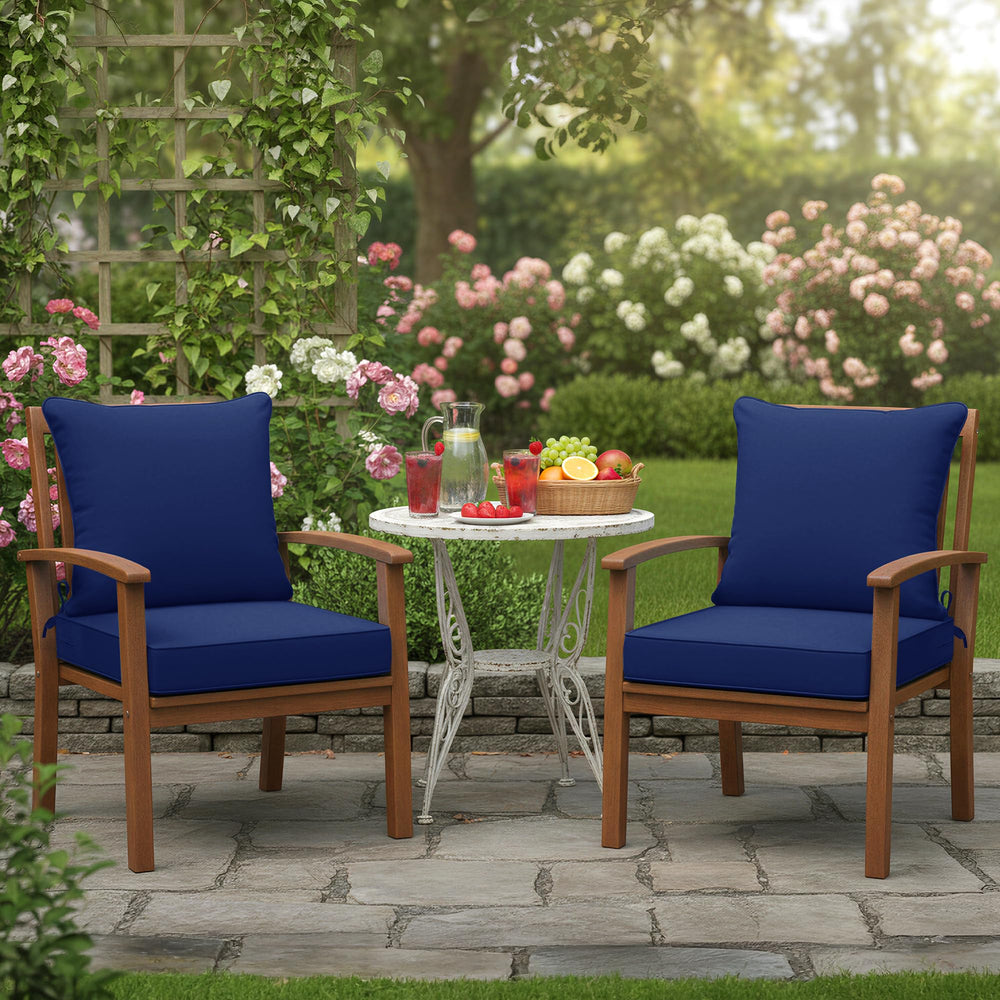 Summsun Navy cushion set on a patio chair
