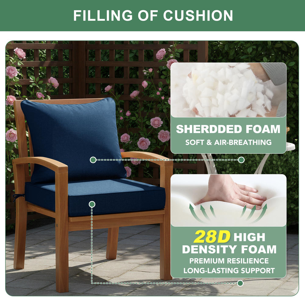 Summsun navy outdoor chair cushion detail