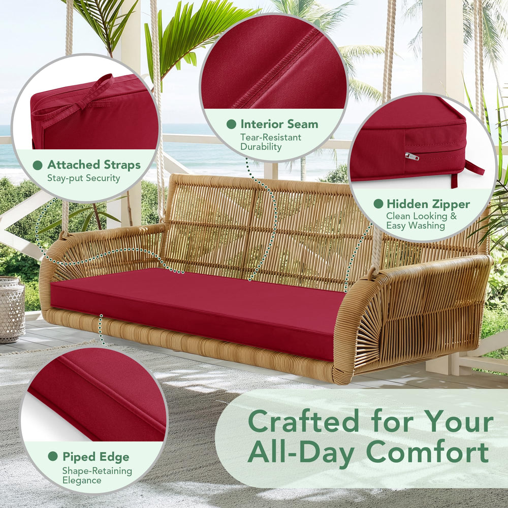 Summsun Outdoor Bench Cushion in use on porch swing