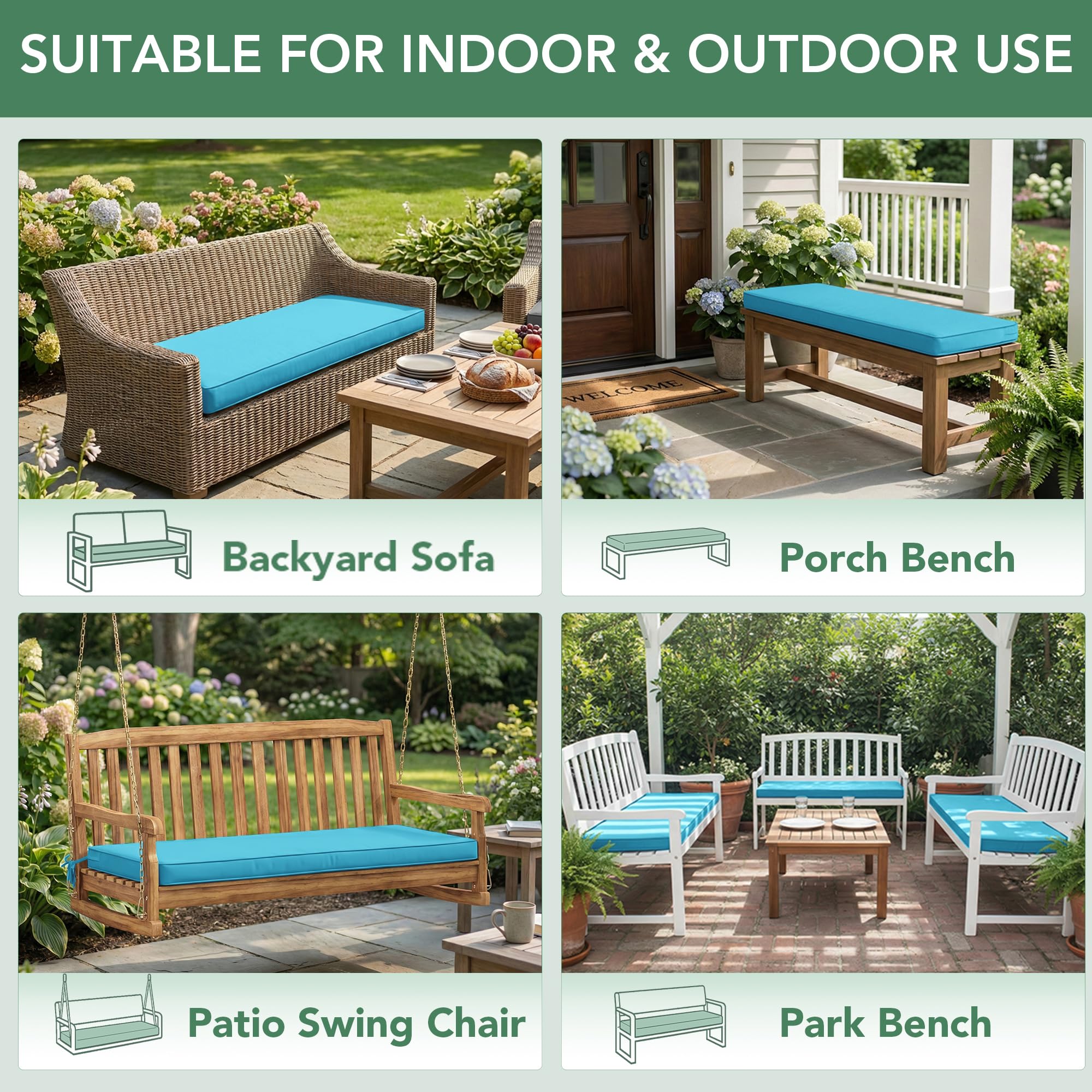 Summsun Outdoor Bench Cushion Pad teal in packaging