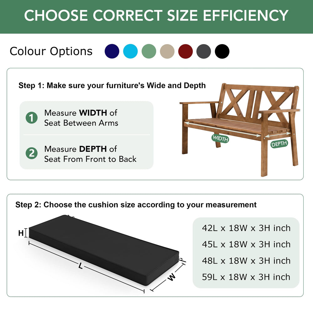 Summsun Outdoor Bench Cushion Pad with removable cover