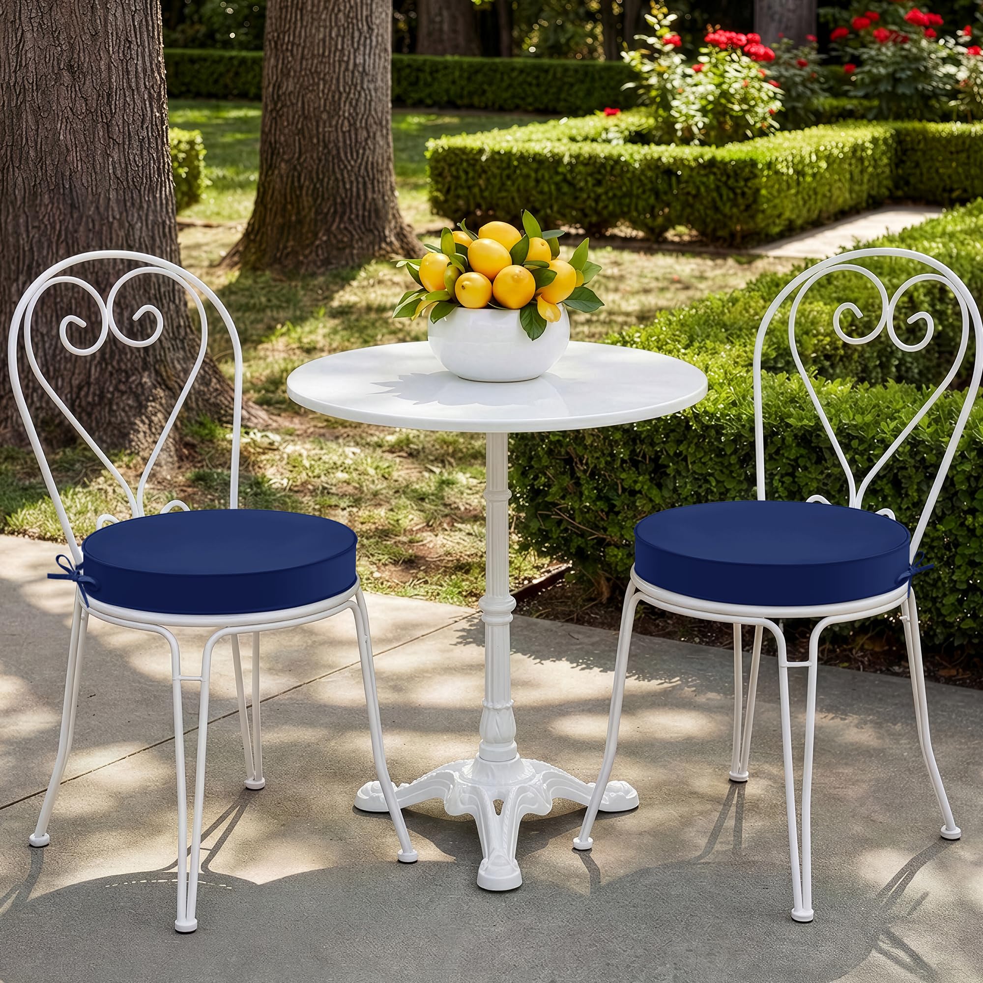 Summsun outdoor bistro chair cushions set of 2, navy blue, back view