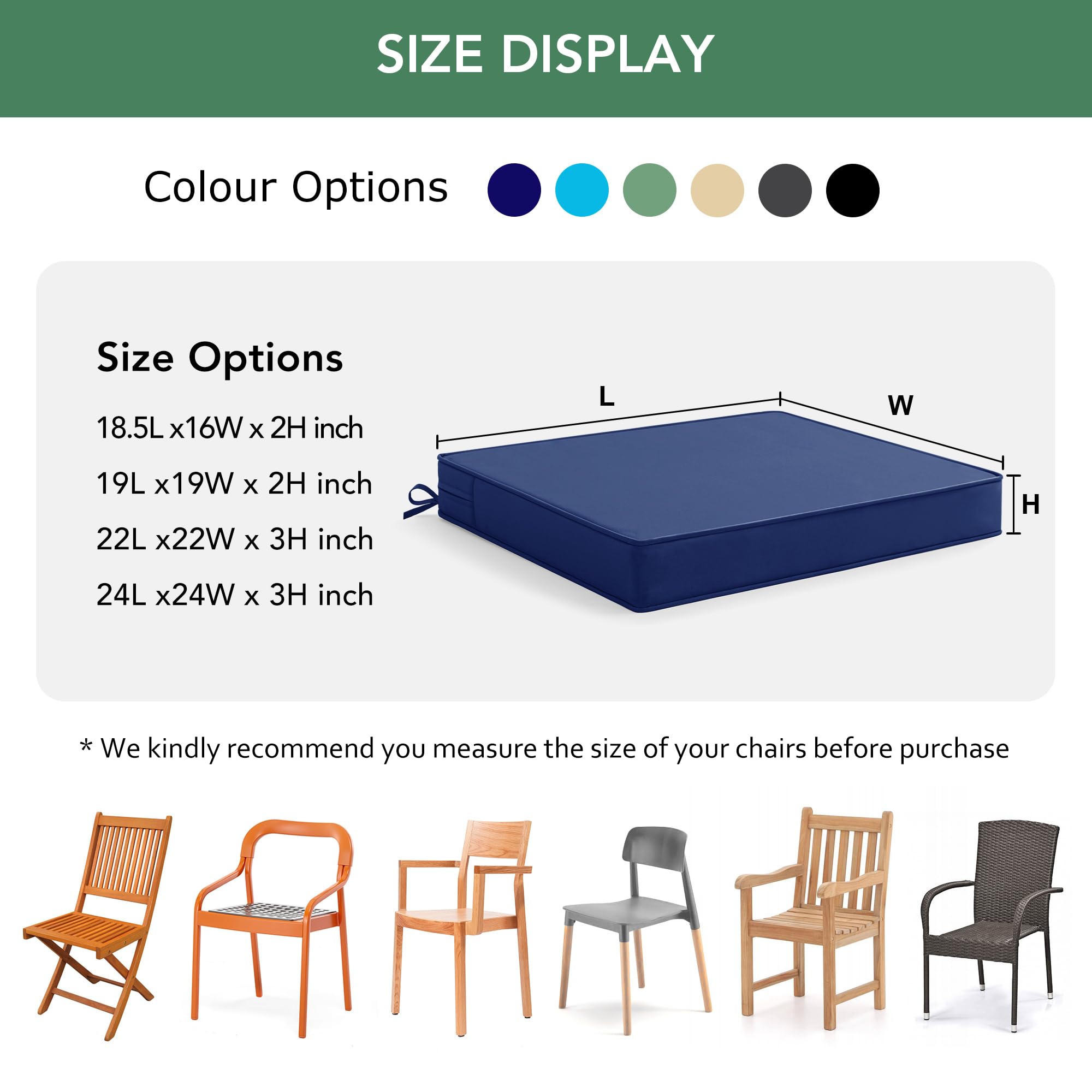 Summsun Outdoor Chair Cushion back view