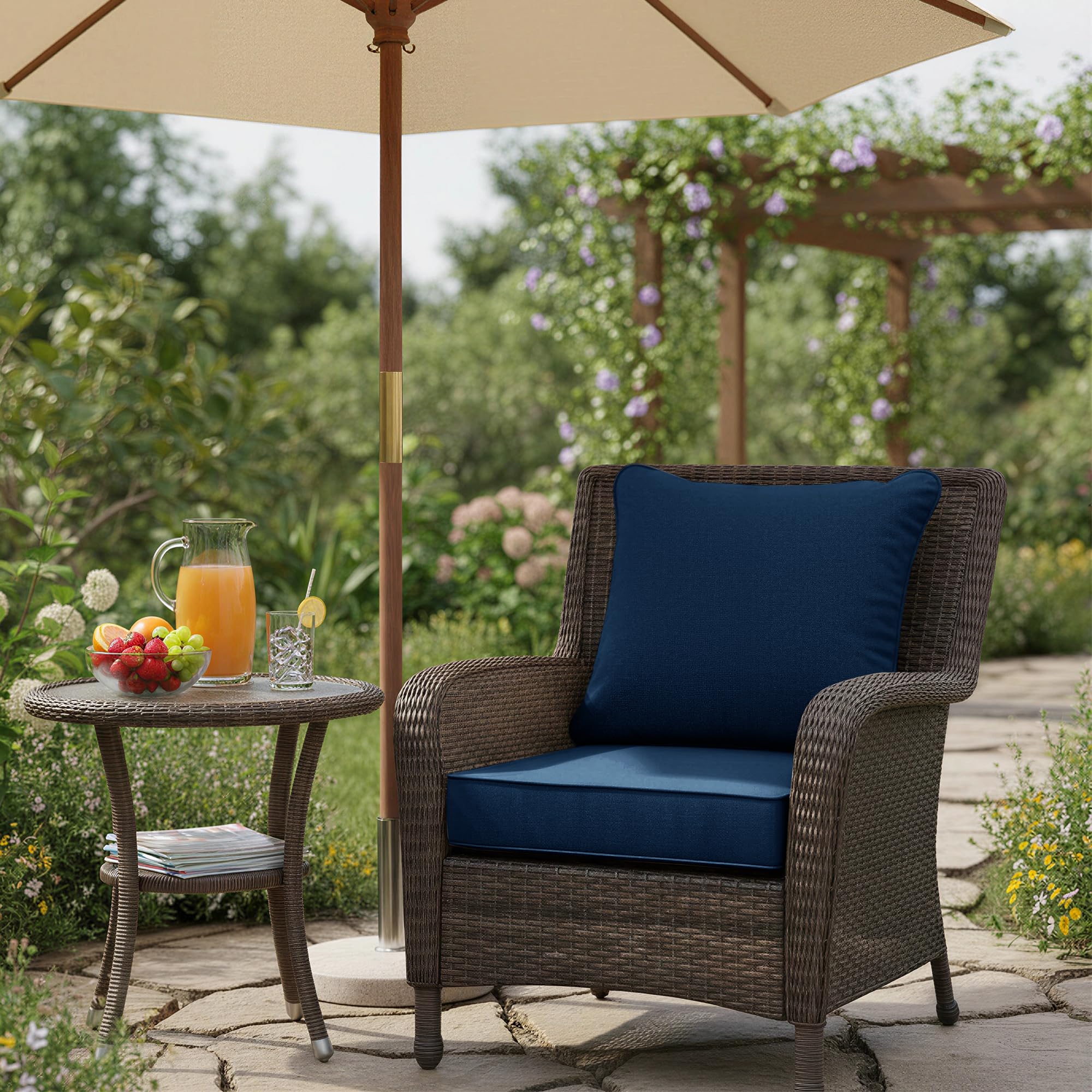 Summsun Outdoor Chair Cushion navy back view