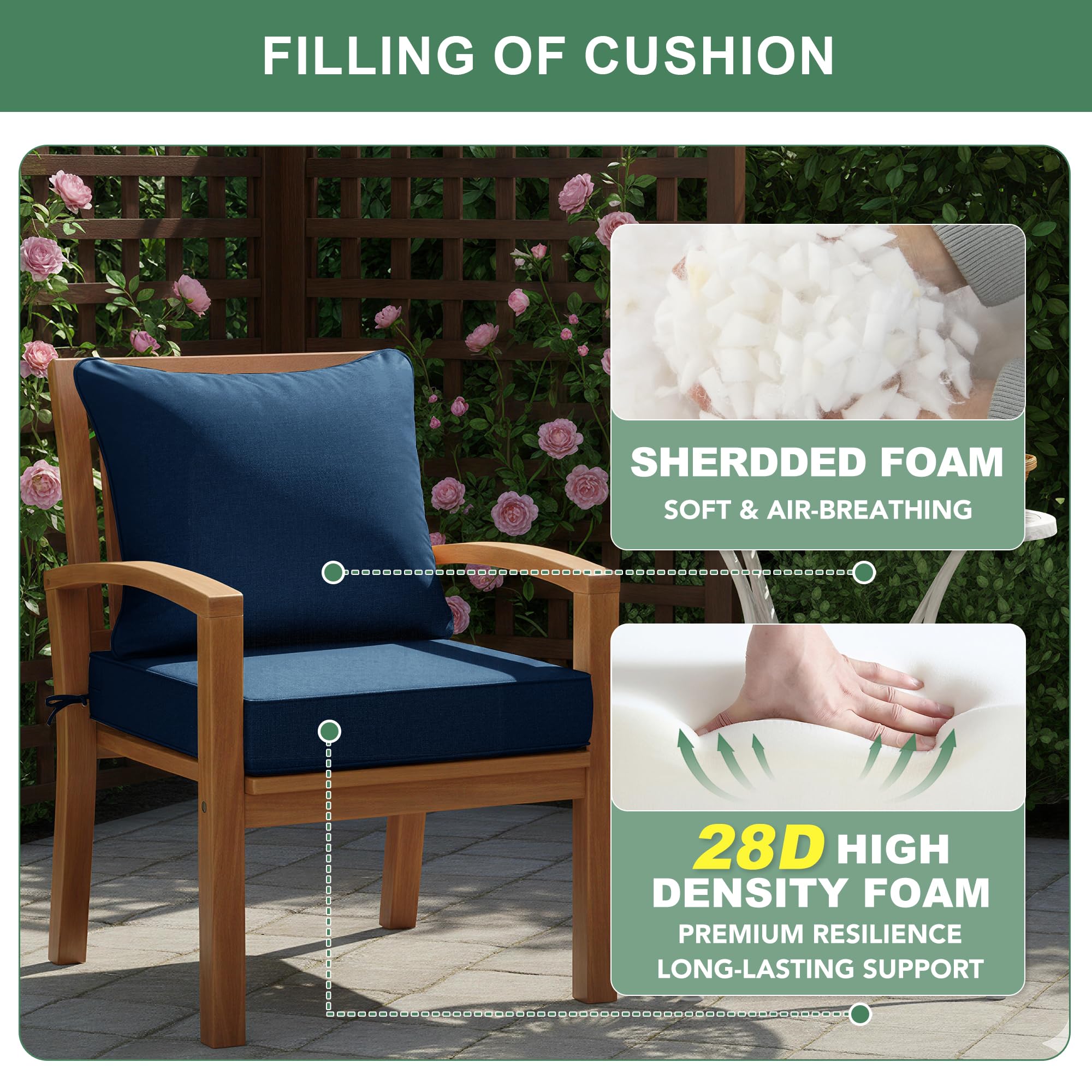 Summsun Outdoor Chair Cushion showing removable cover