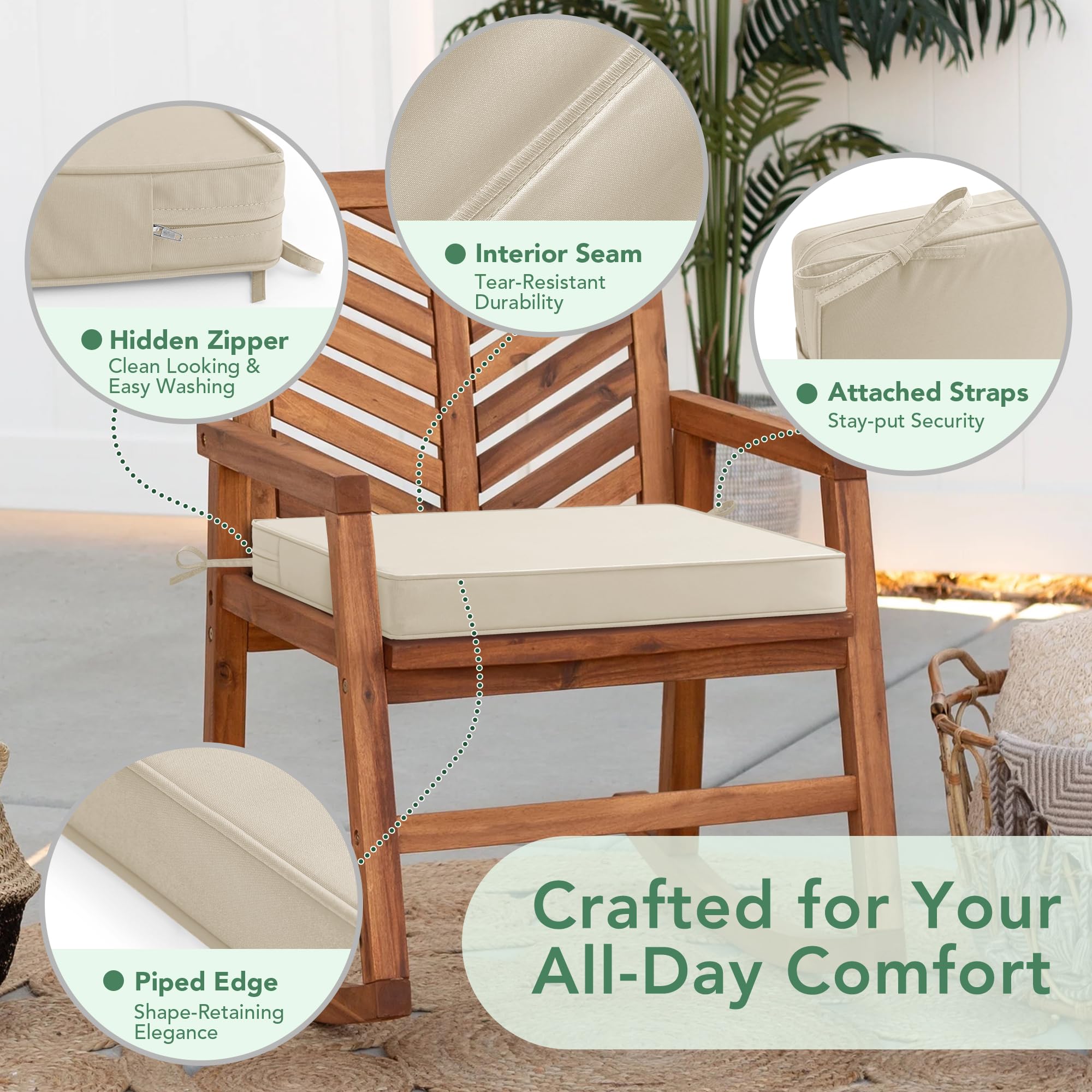 Summsun outdoor chair cushions beige on patio chair