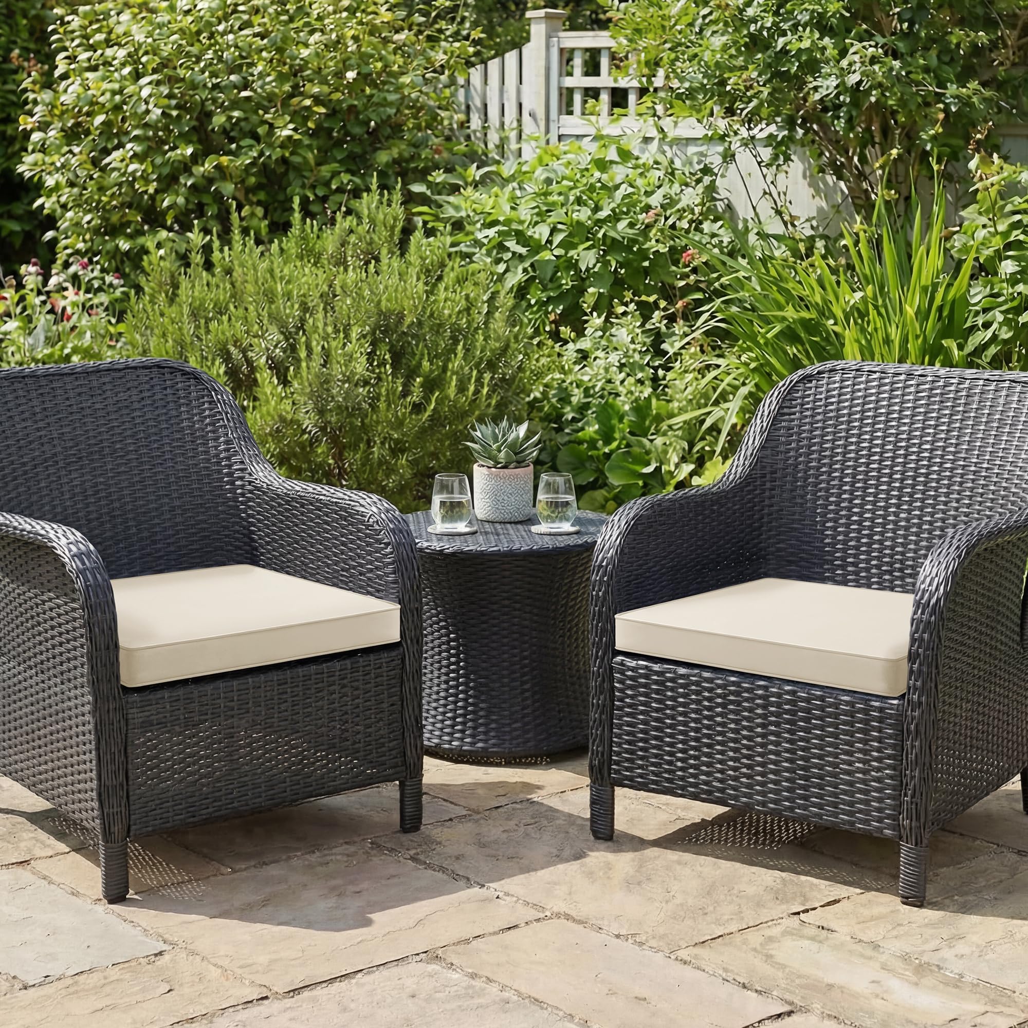 Summsun outdoor chair cushions beige side view