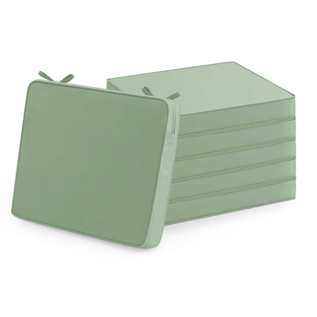 Summsun outdoor chair cushions set of 6 in sage green, front view