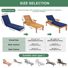 Summsun Outdoor Chaise Lounge Cushion Navy on a patio chair