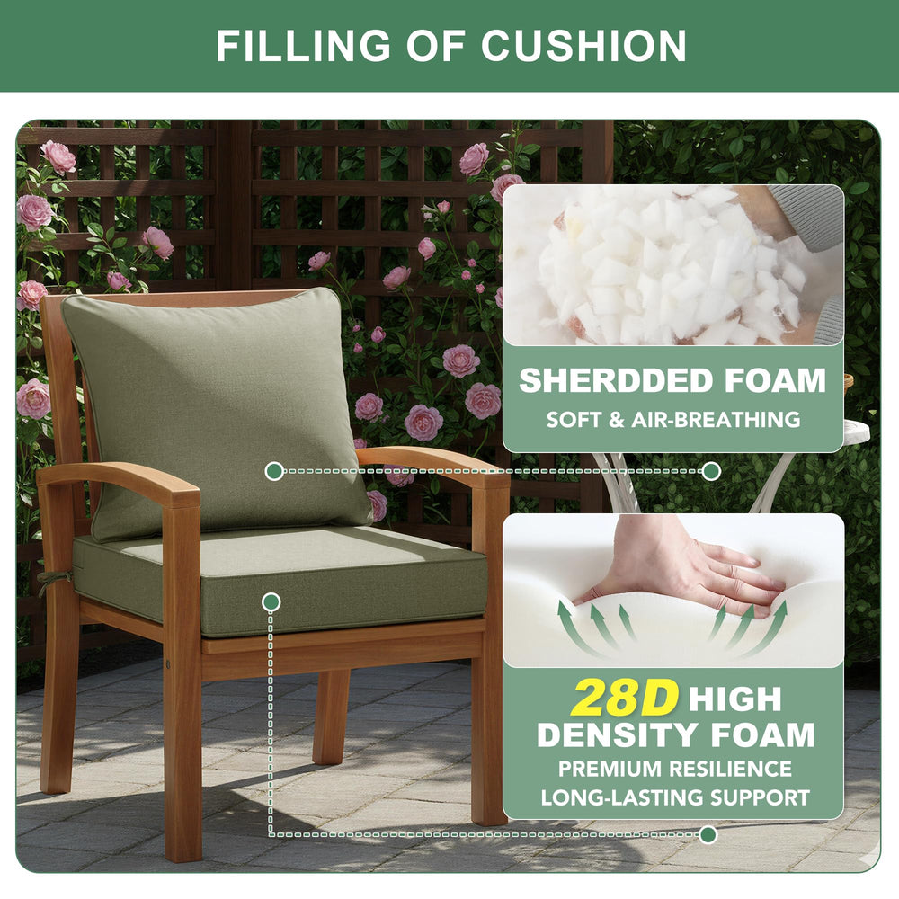 Summsun outdoor cushion showing water-repellent fabric