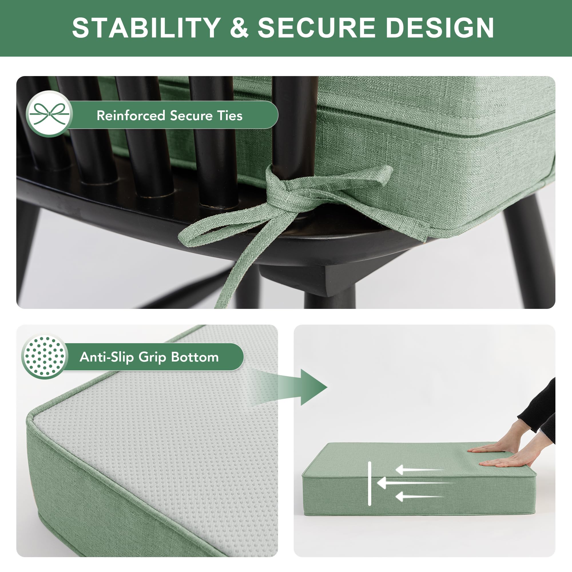 Summsun Outdoor Cushion with anti-slip bottom detail