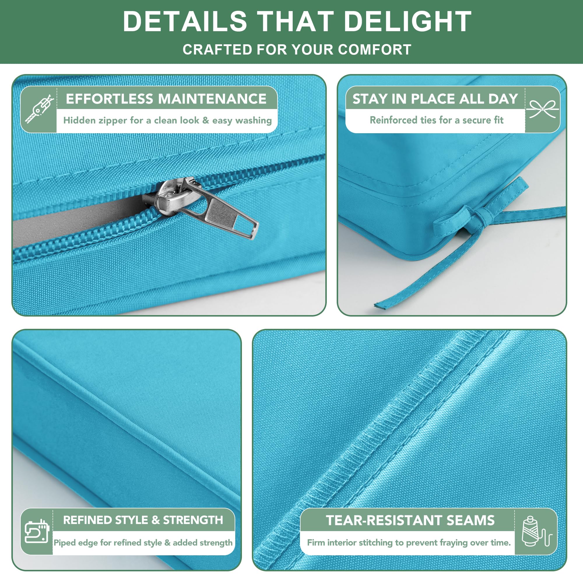 Summsun Outdoor Cushions teal removed cover for cleaning
