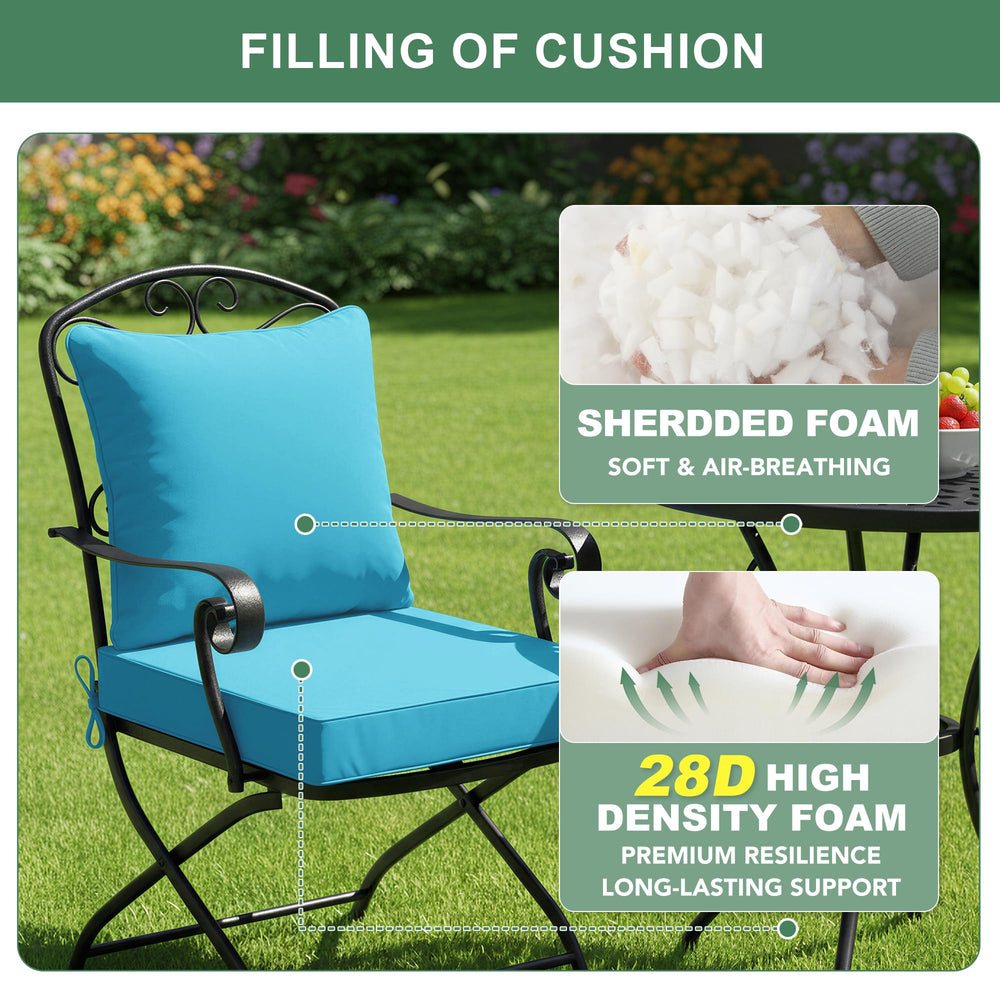 Summsun Outdoor Cushions teal set on outdoor sofa