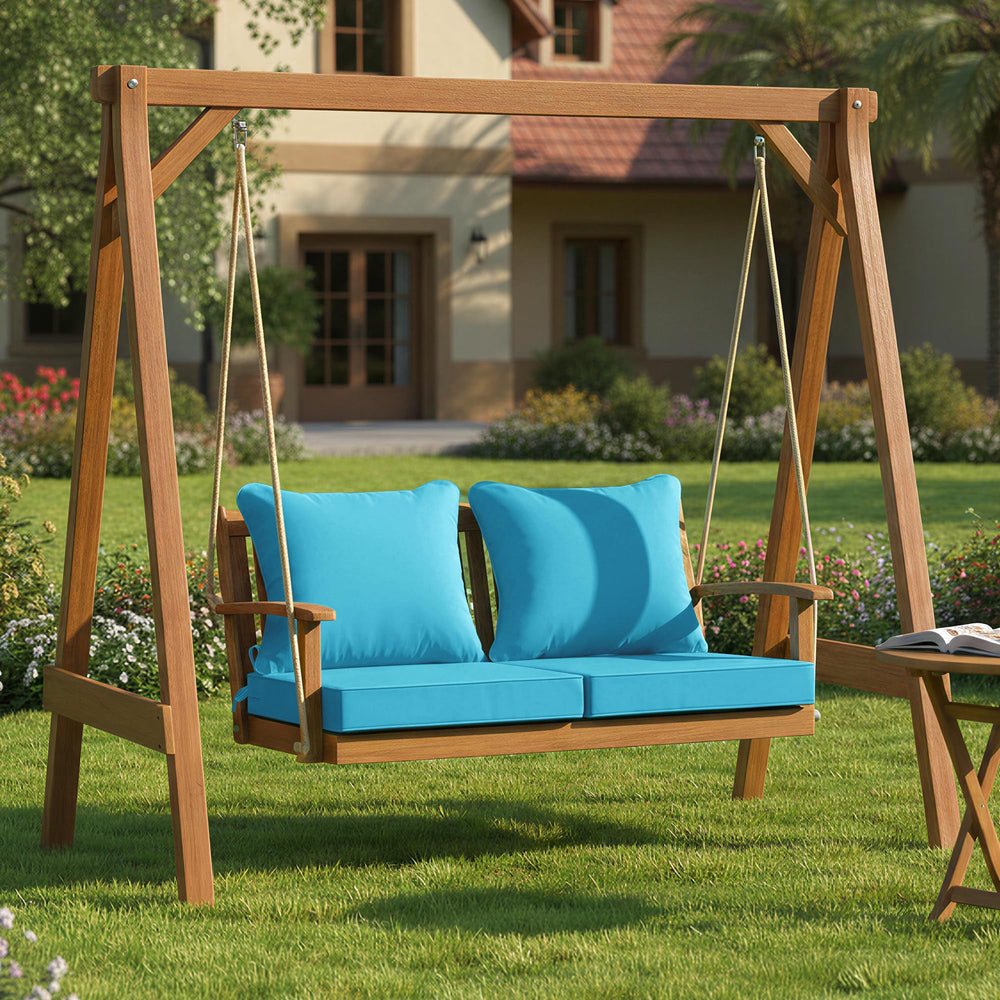 Summsun Outdoor Cushions teal side view showing thickness