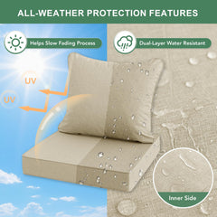 Summsun Patio Chair Cushion beige with ties and anti-slip bottom