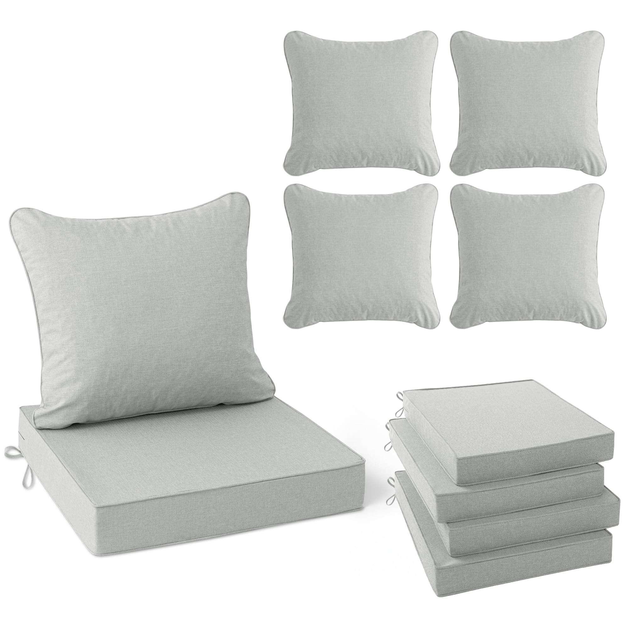 Summsun patio cushions light grey set of 4 front view