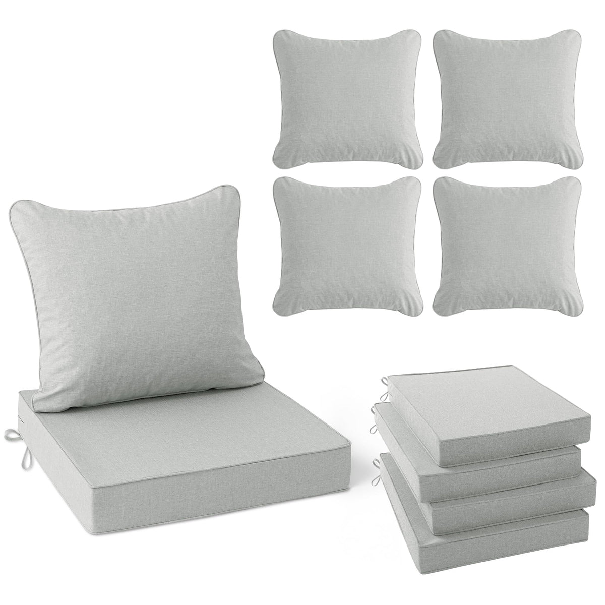 Summsun patio cushions light grey set of 4 front view