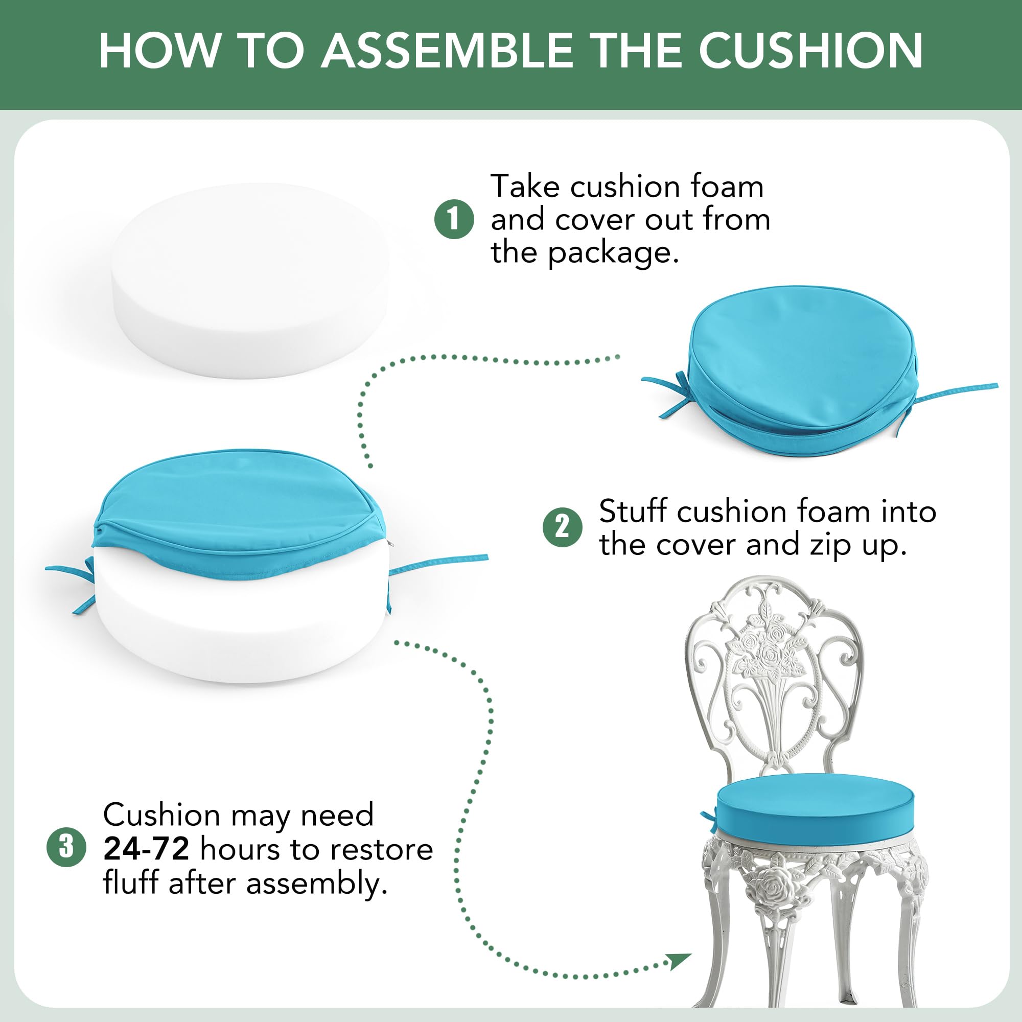 Summsun teal chair cushion in outdoor setting