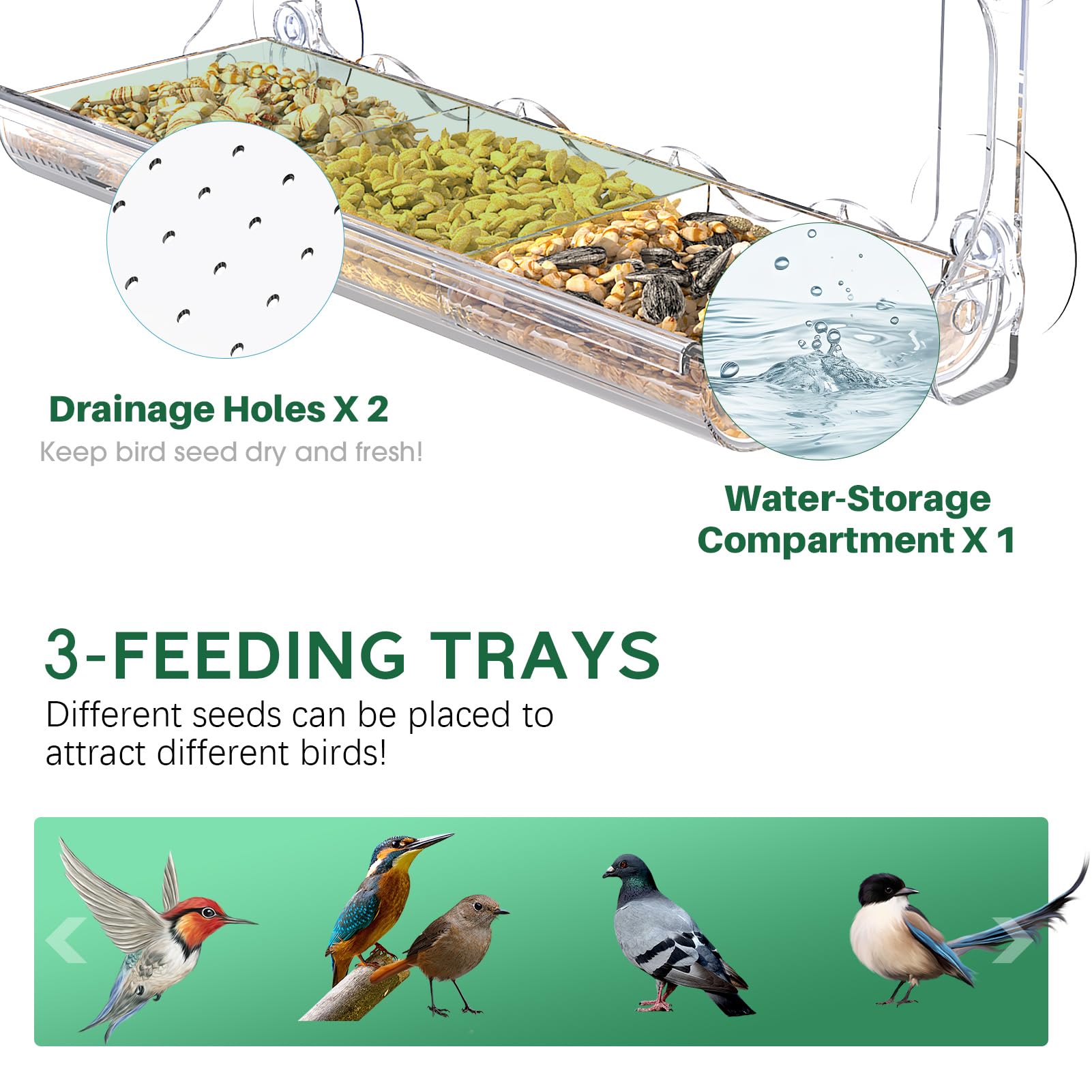 SUNALLY bird feeder with food compartments