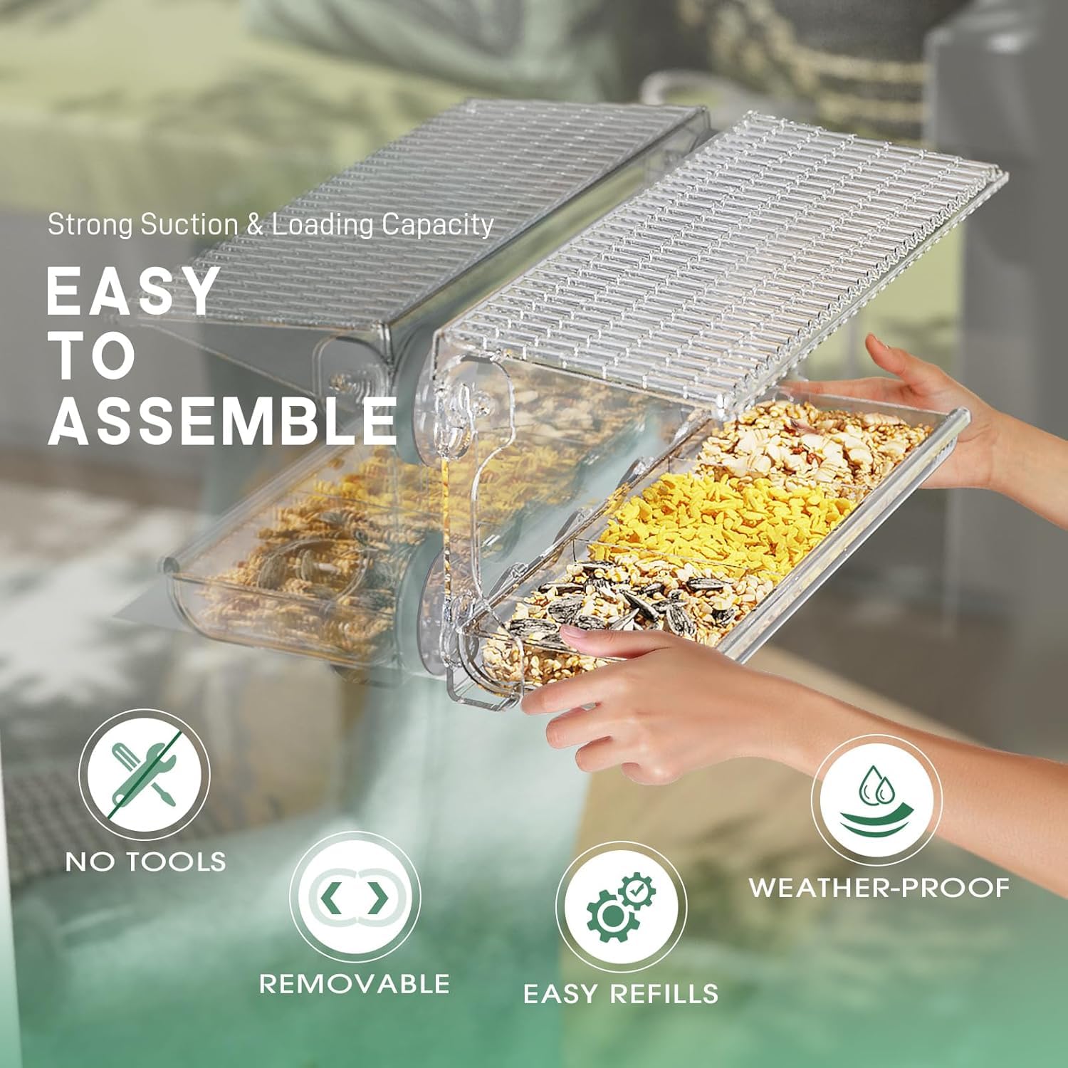 SUNALLY window bird feeder with manual