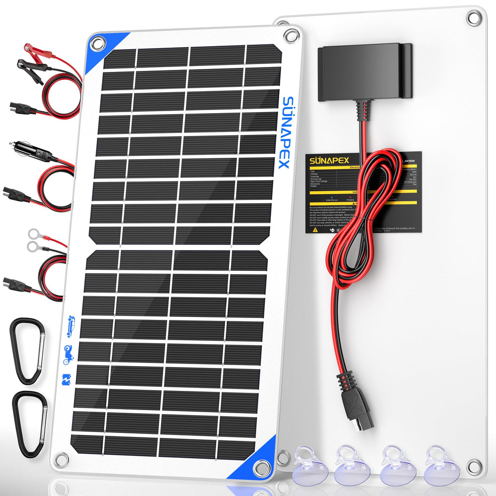 SUNAPEX 12V 10W Solar Trickle Charger front view