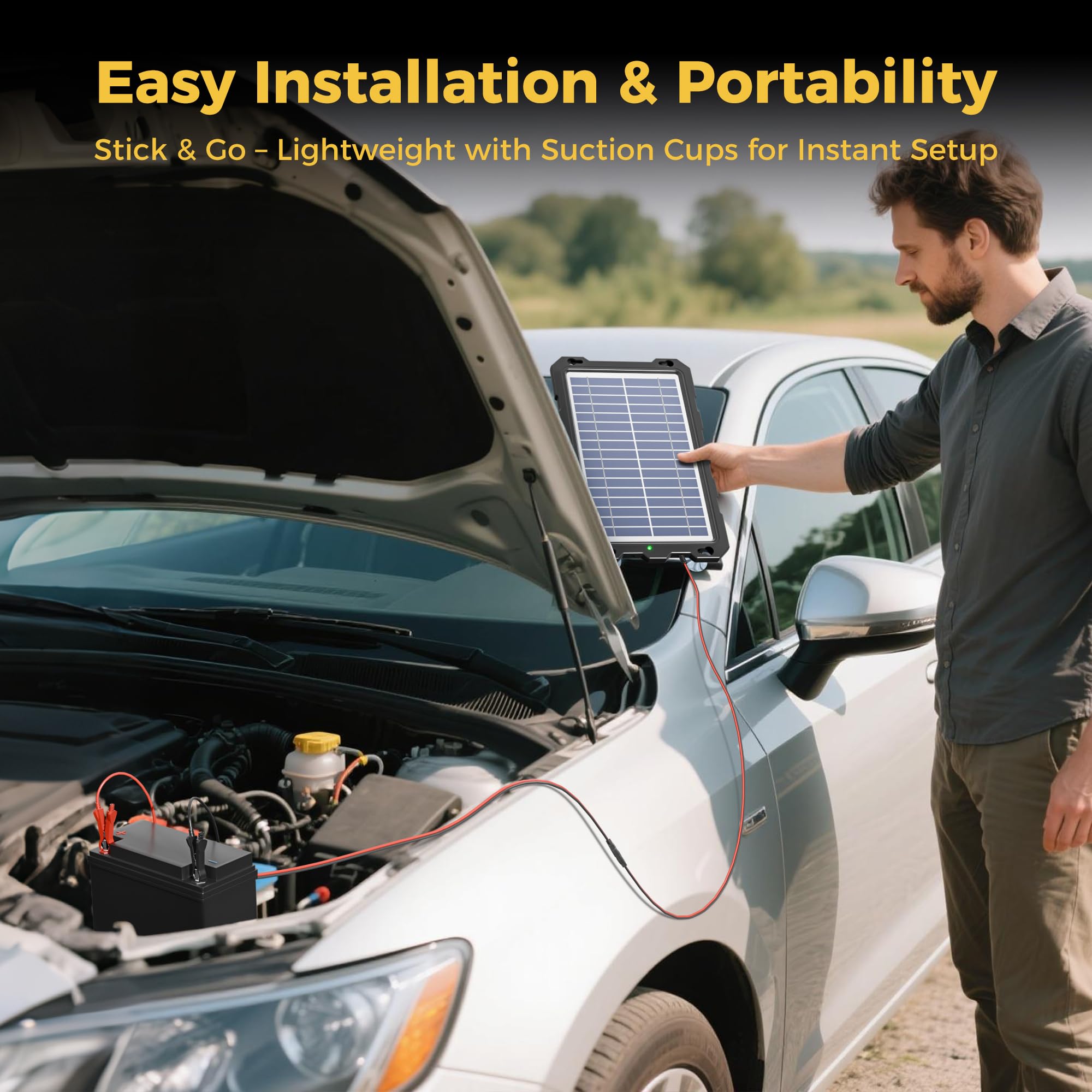 SUNAPEX solar charger installed on car window